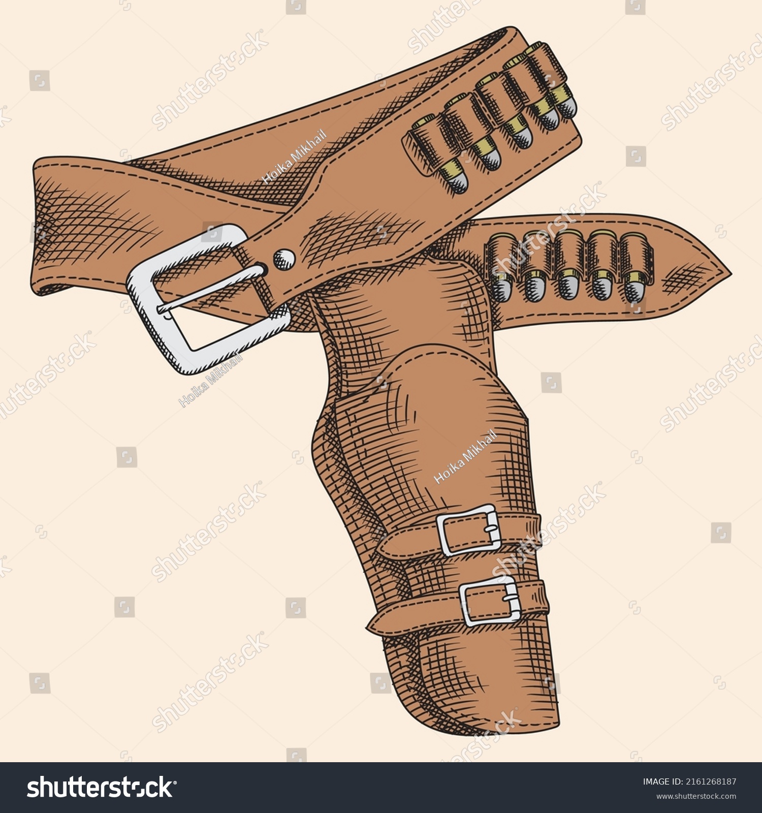 Cowboy Belt Empty Revolver Holster Isolated Stock Vector (Royalty Free ...