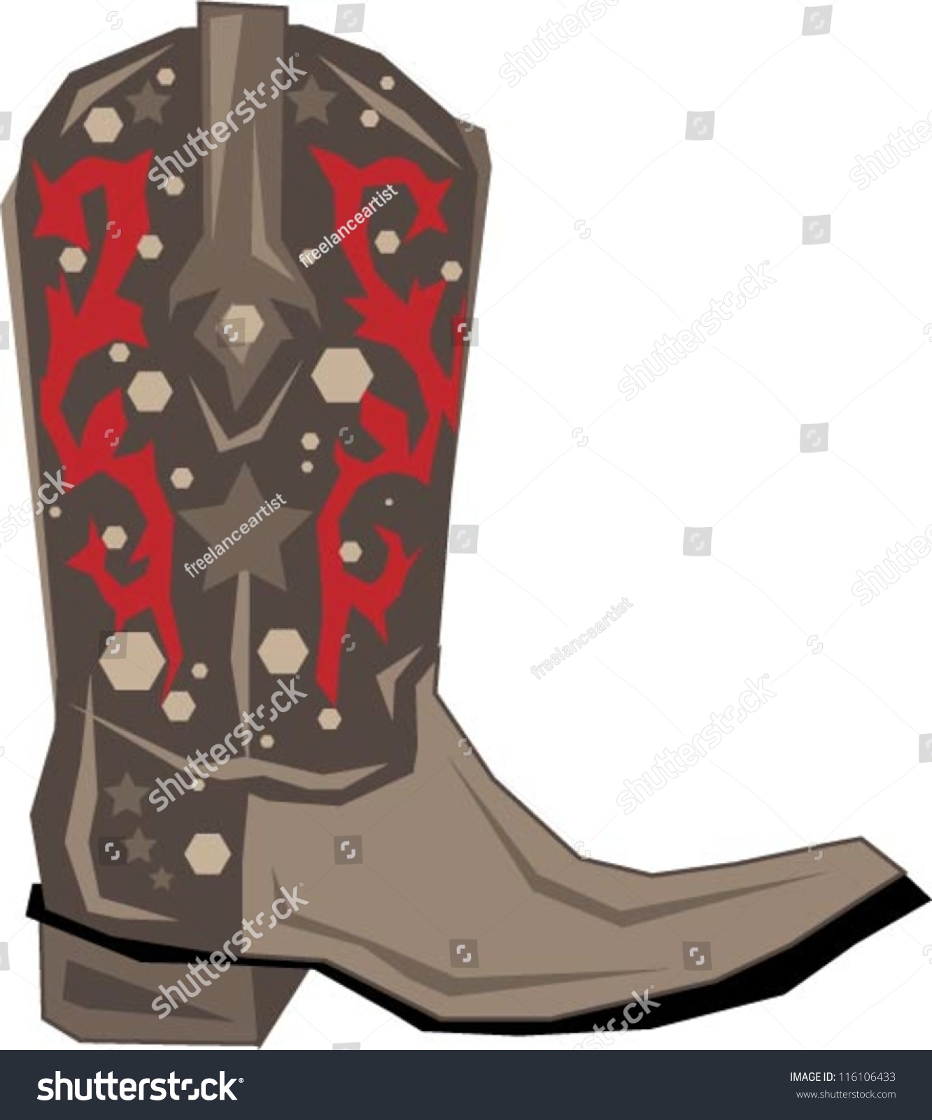 Cowboy Boot Stock Vector Illustration 116106433 : Shutterstock