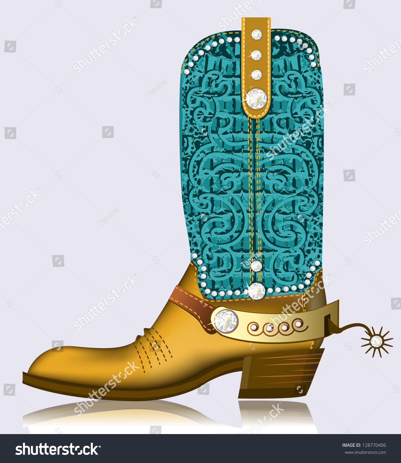Cowboy Boot Spurluxury Shoe Diamonds Decoration Stock Vector ...
