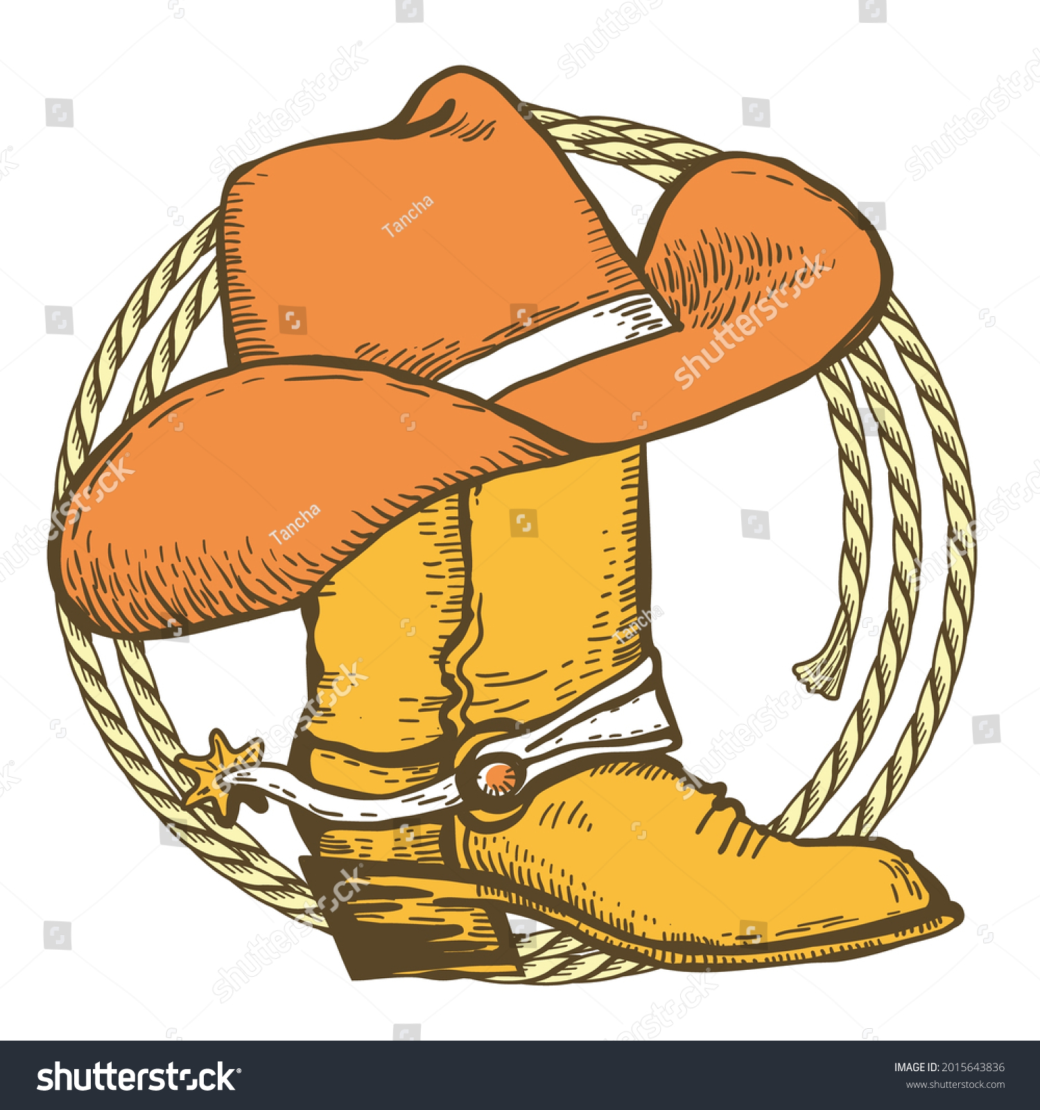 Cowboy Boots Cowboy Hat Lasso Vector Stock Vector (Royalty Free ...