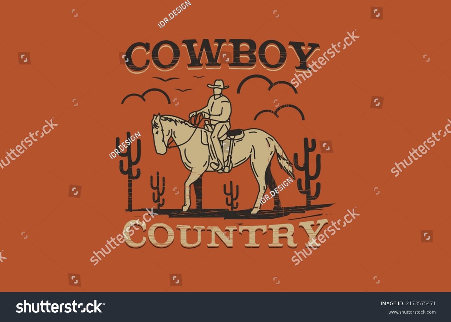 Cowboy Country Desert Vintage Distress Vector Stock Vector (Royalty ...