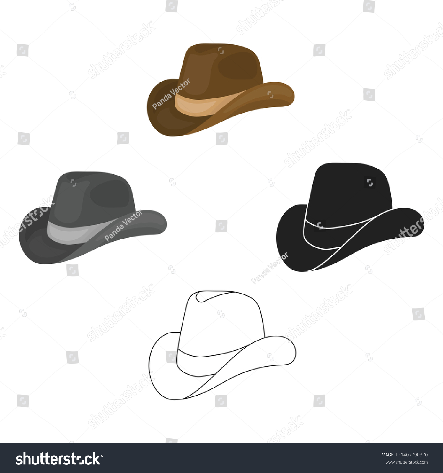 Cowboy Hat Icon Cartoonblack Style Isolated Stock Vector (Royalty Free ...