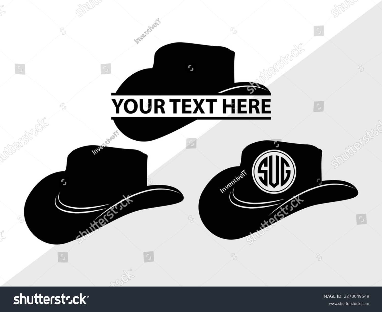 SVG of Cowboy Hat SVG Monogram Vector Illustration Silhouette svg