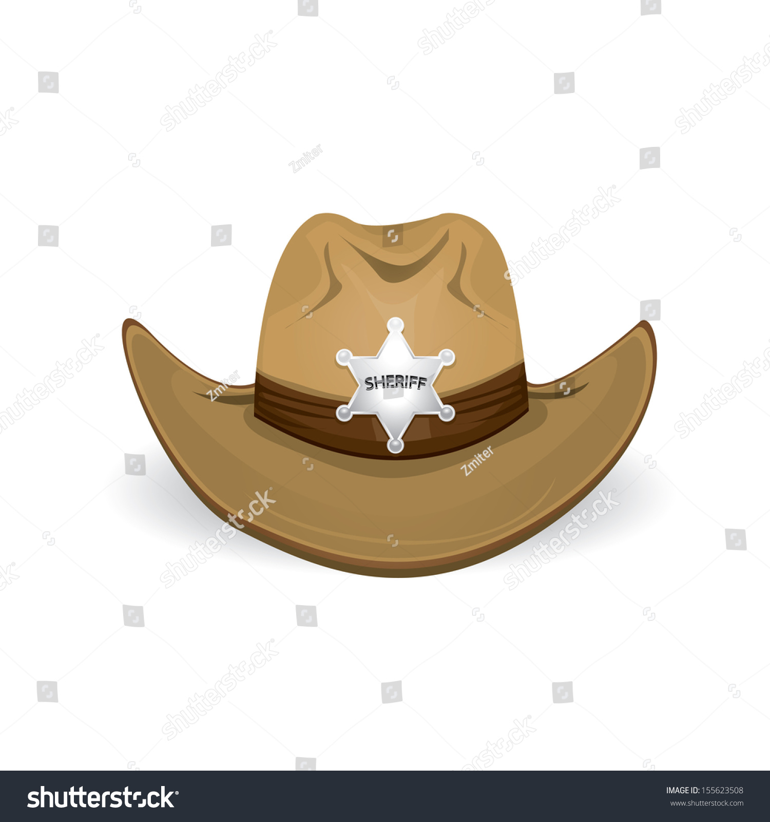 Cowboy Hat With Sheriff Star Badge. Vector Illustration. - 155623508 ...