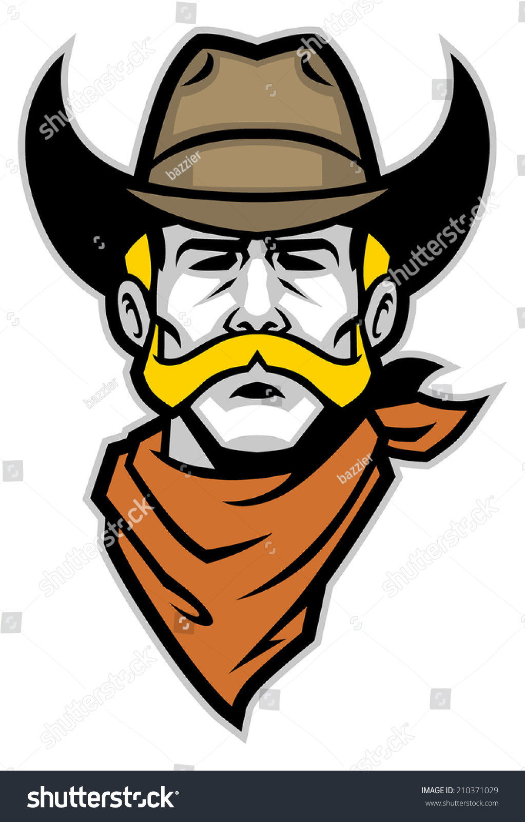 Cowboy Head Mascot Stock Vector 210371029 : Shutterstock