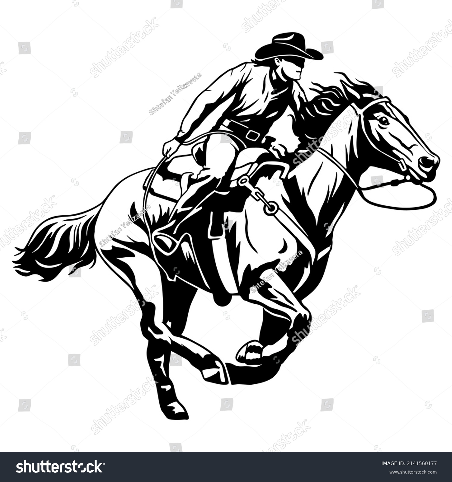 SVG of Cowboy in a hat riding a horse. Vector illustration for printing and cutting vinyl svg