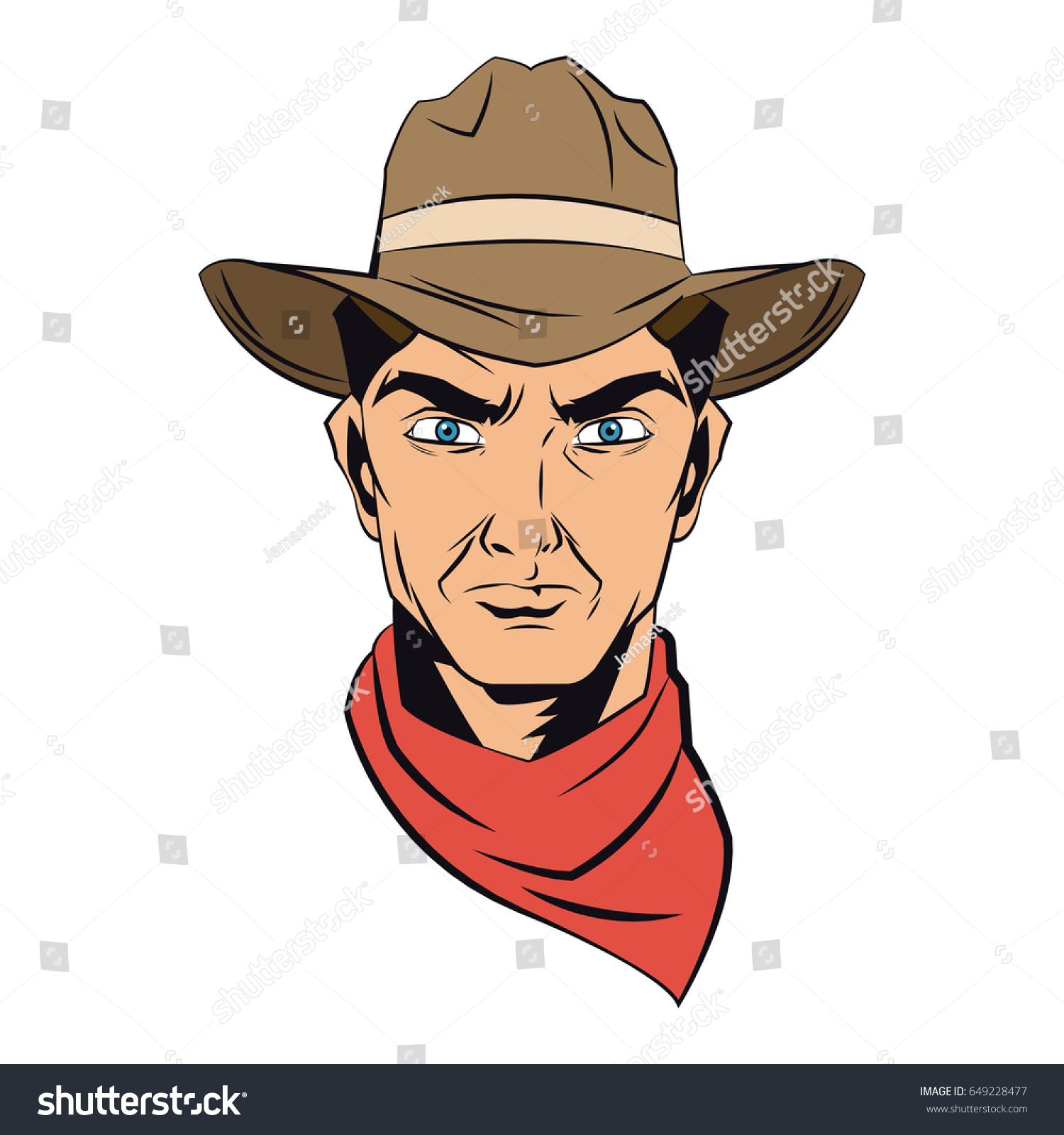 Cowboy Man Cartoon Character Modern Western เวกเตอร์สต็อก ปลอดค่า