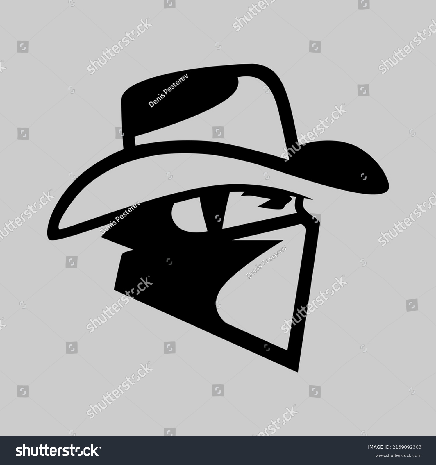 Cowboy Masked Outlaw Symbol Side View Stock Vector (Royalty Free ...