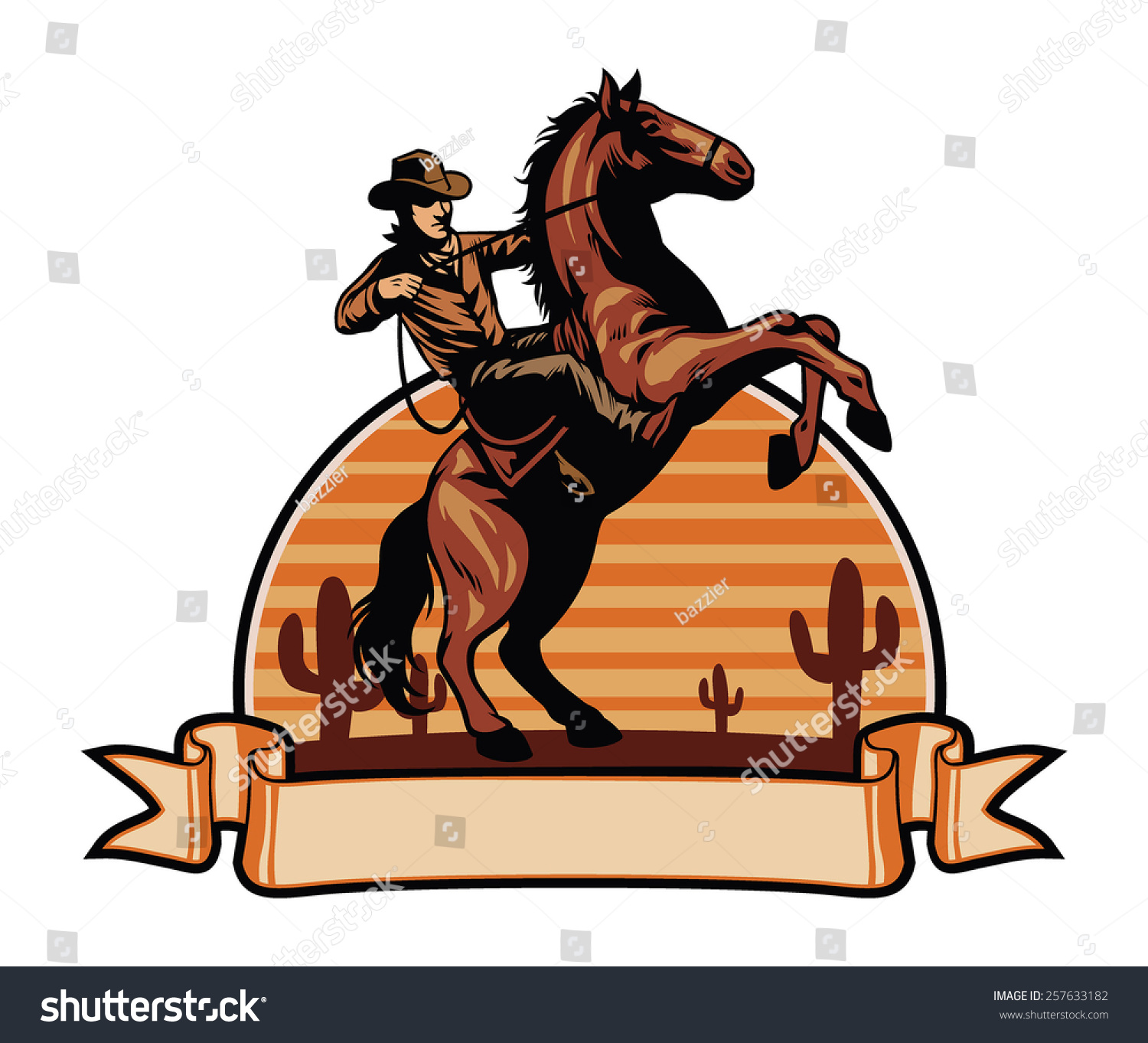 Cowboy Ride A Horse Stock Vector 257633182 : Shutterstock