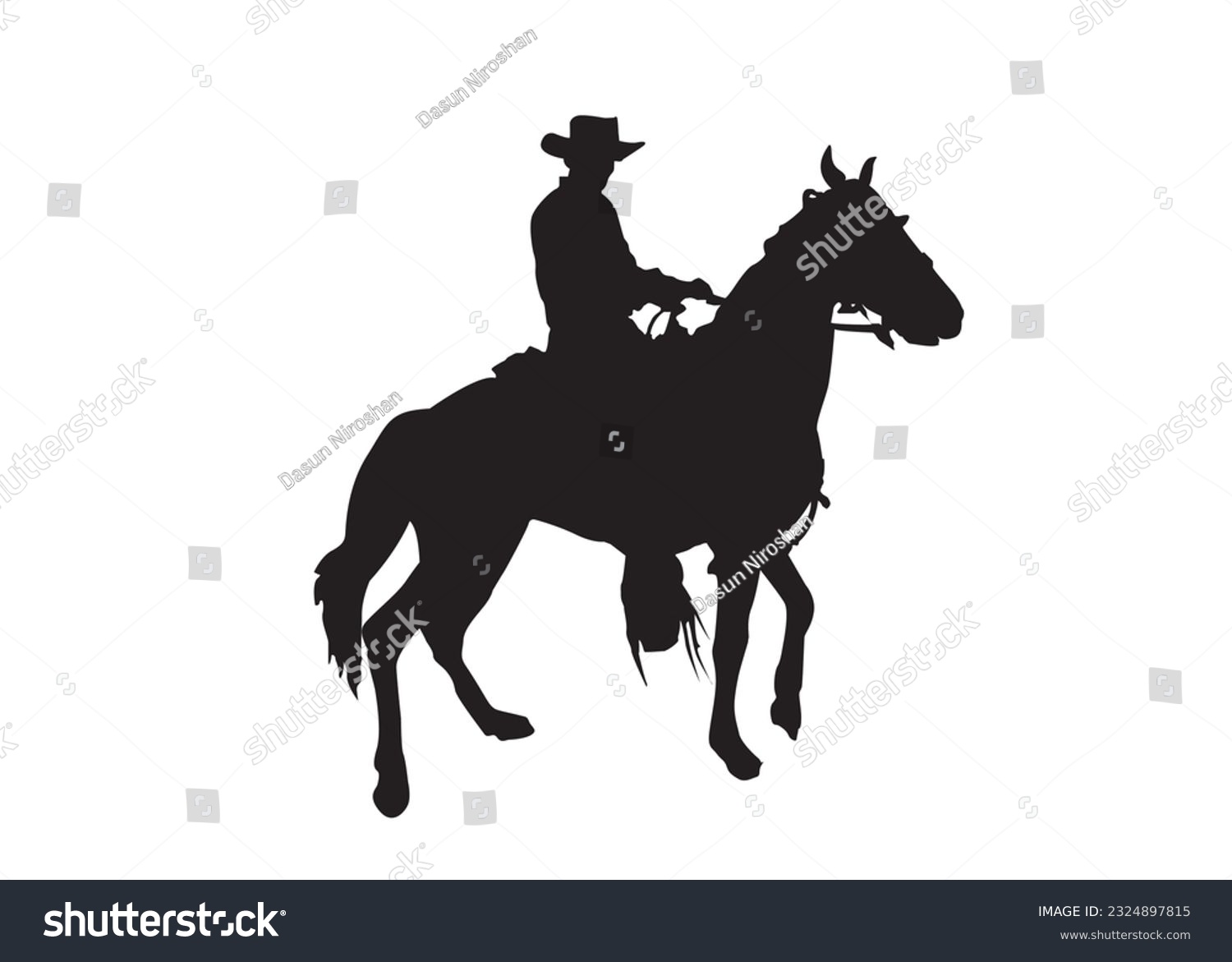 SVG of Cowboy riding a horse. Vector illustration for printing and cutting viny svg