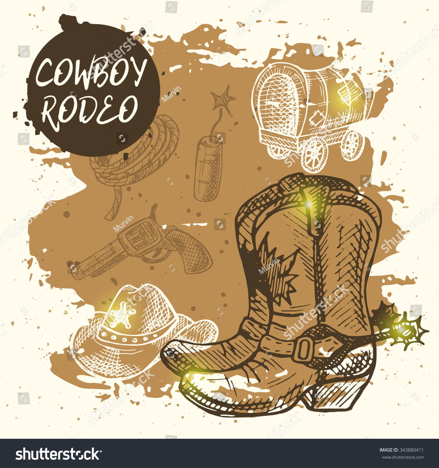 Cowboy Rodeo Card Wild West Poster Stock Vector (Royalty Free ...