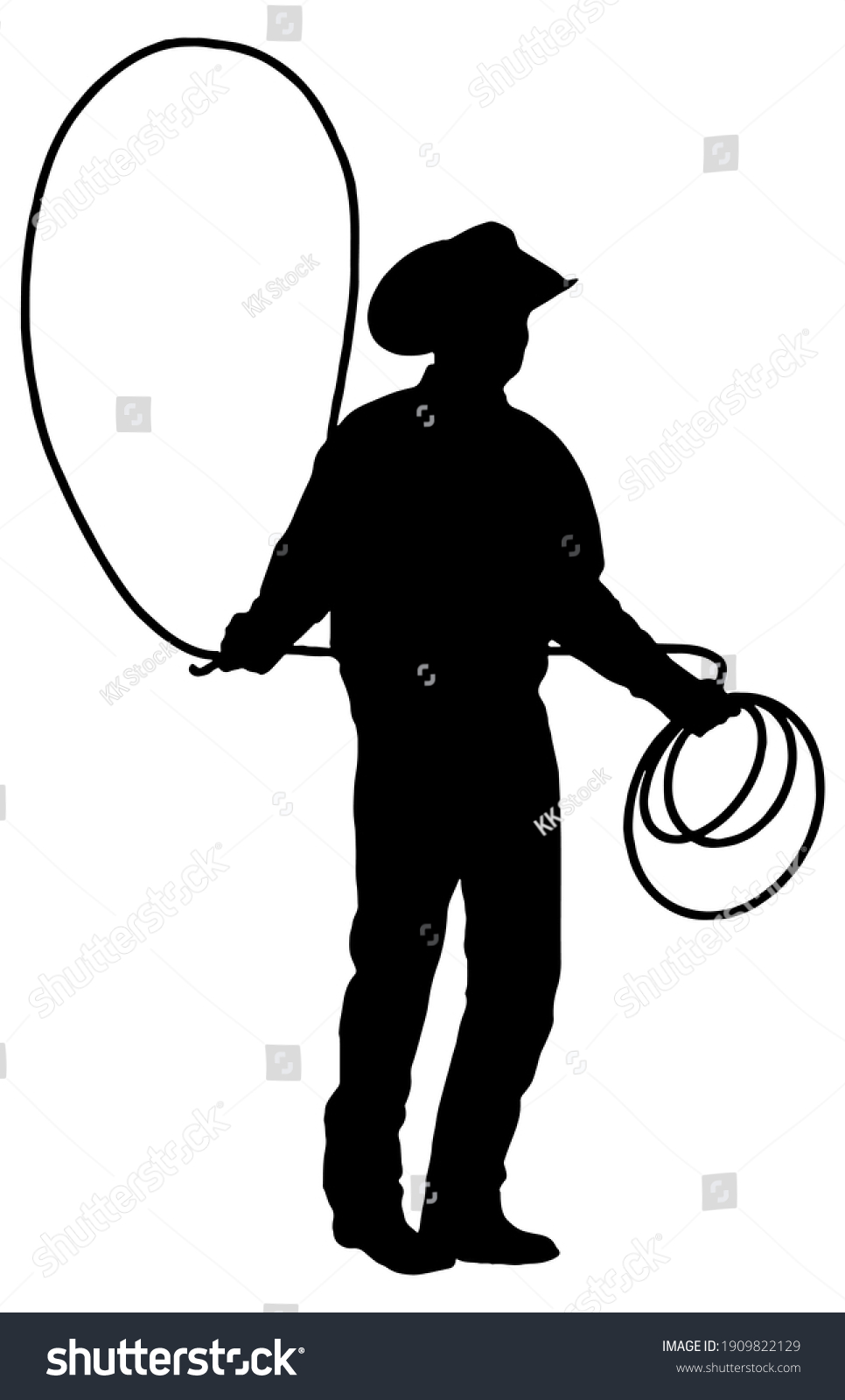 SVG of Cowboy with lasso rope silhouette svg