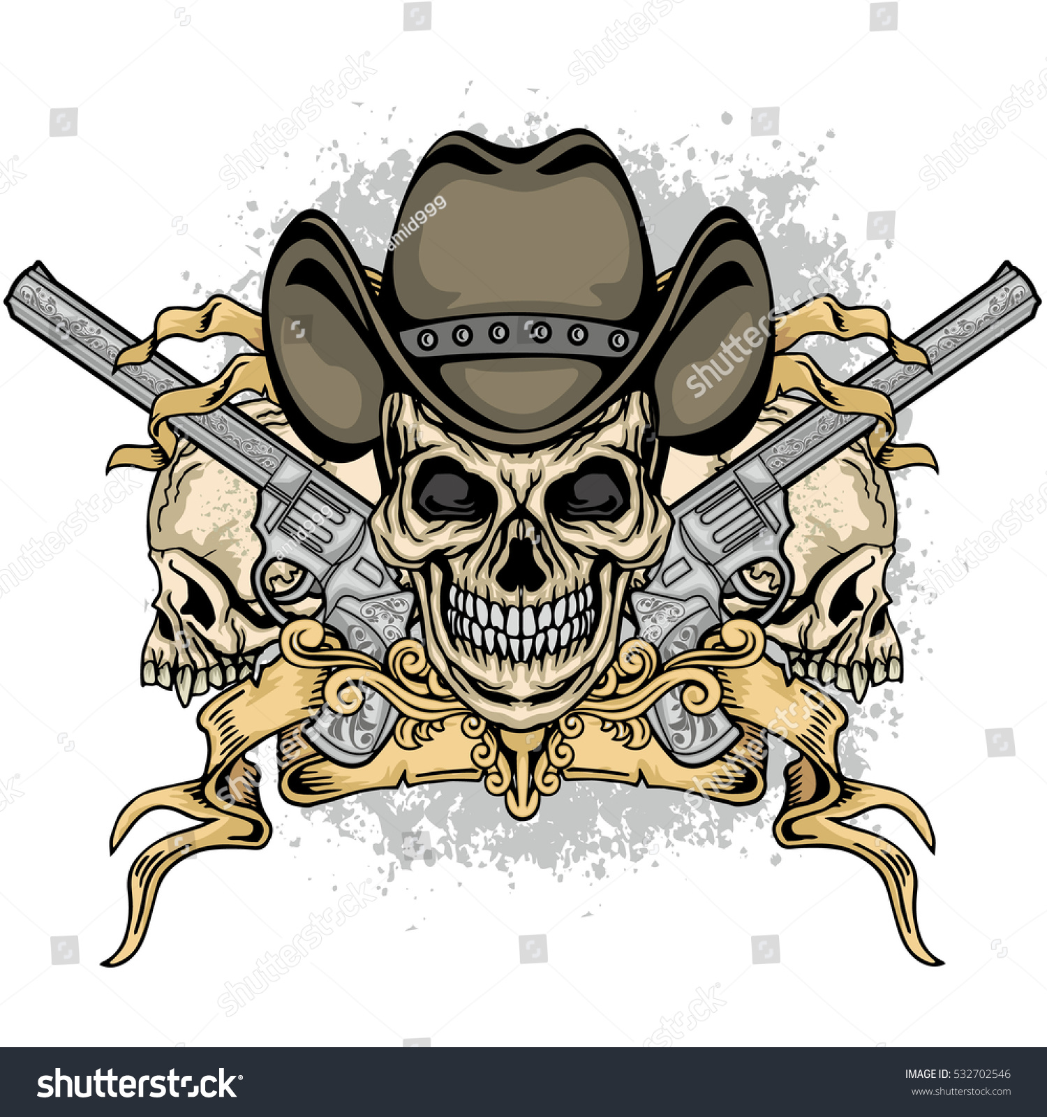 Cowboys Coat Arms Skull Guns Grungevintage Stock Vector 532702546 ...