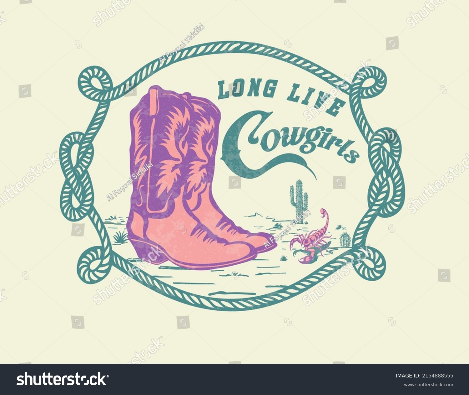 Cowgirl Boots Typography Vector Design Stock Vector (Royalty Free ...