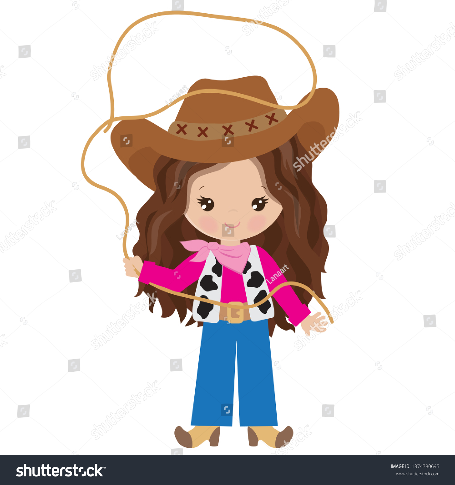 Cowgirl Vector Cartoon Illustration 스톡 벡터(로열티 프리) 1374780695 | Shutterstock