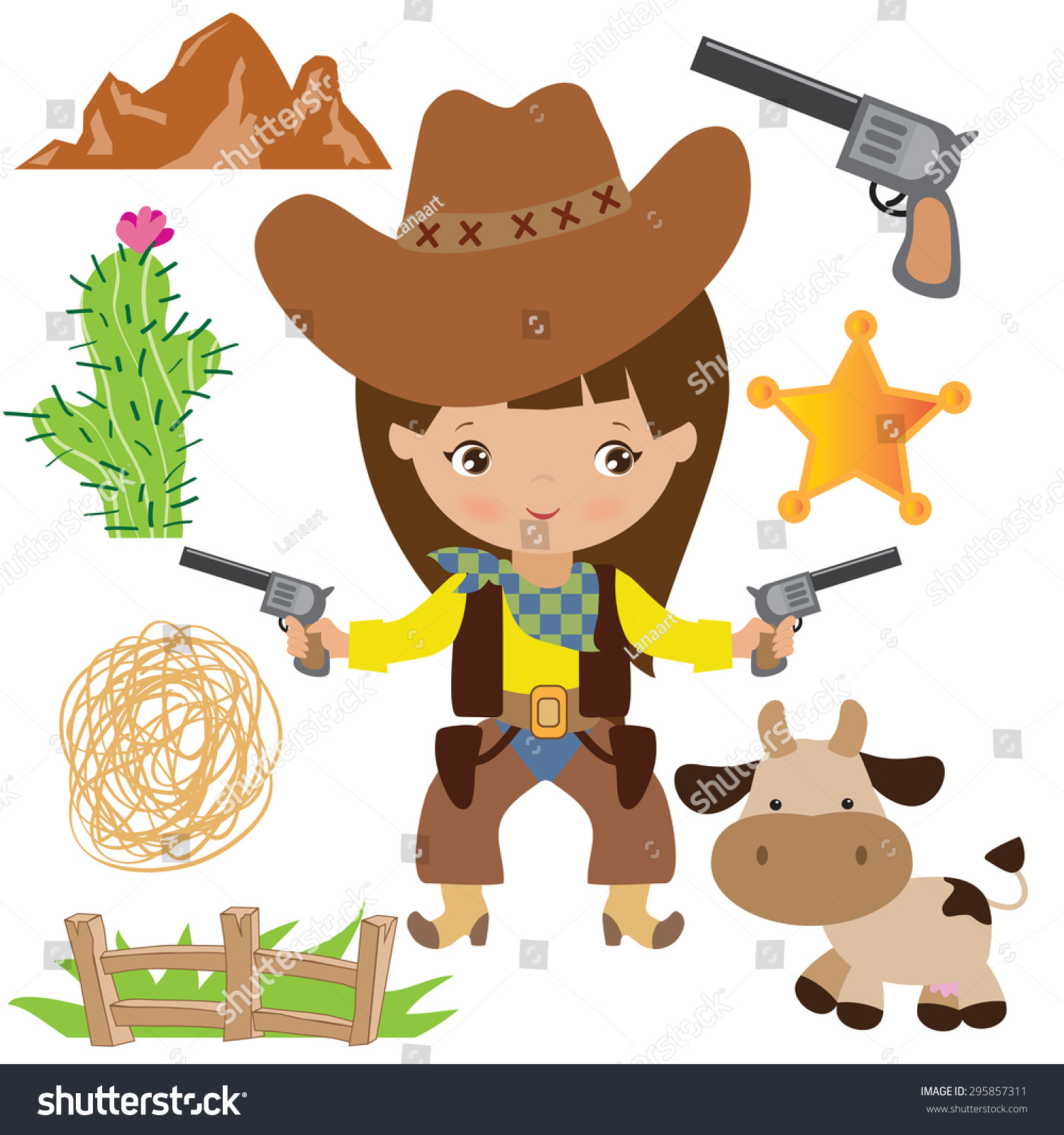 Cowgirl Vector Illustration 295857311 Shutterstock