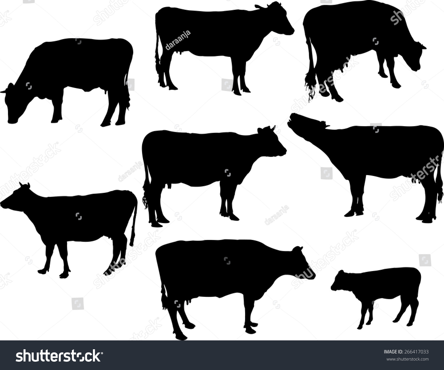 Cows And Calf 2 Vector Silhouette - 266417033 : Shutterstock