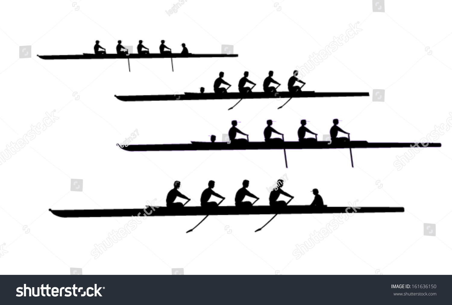 Coxed Rowing Fours Silhouettes Stock Vector 161636150 - Shutterstock