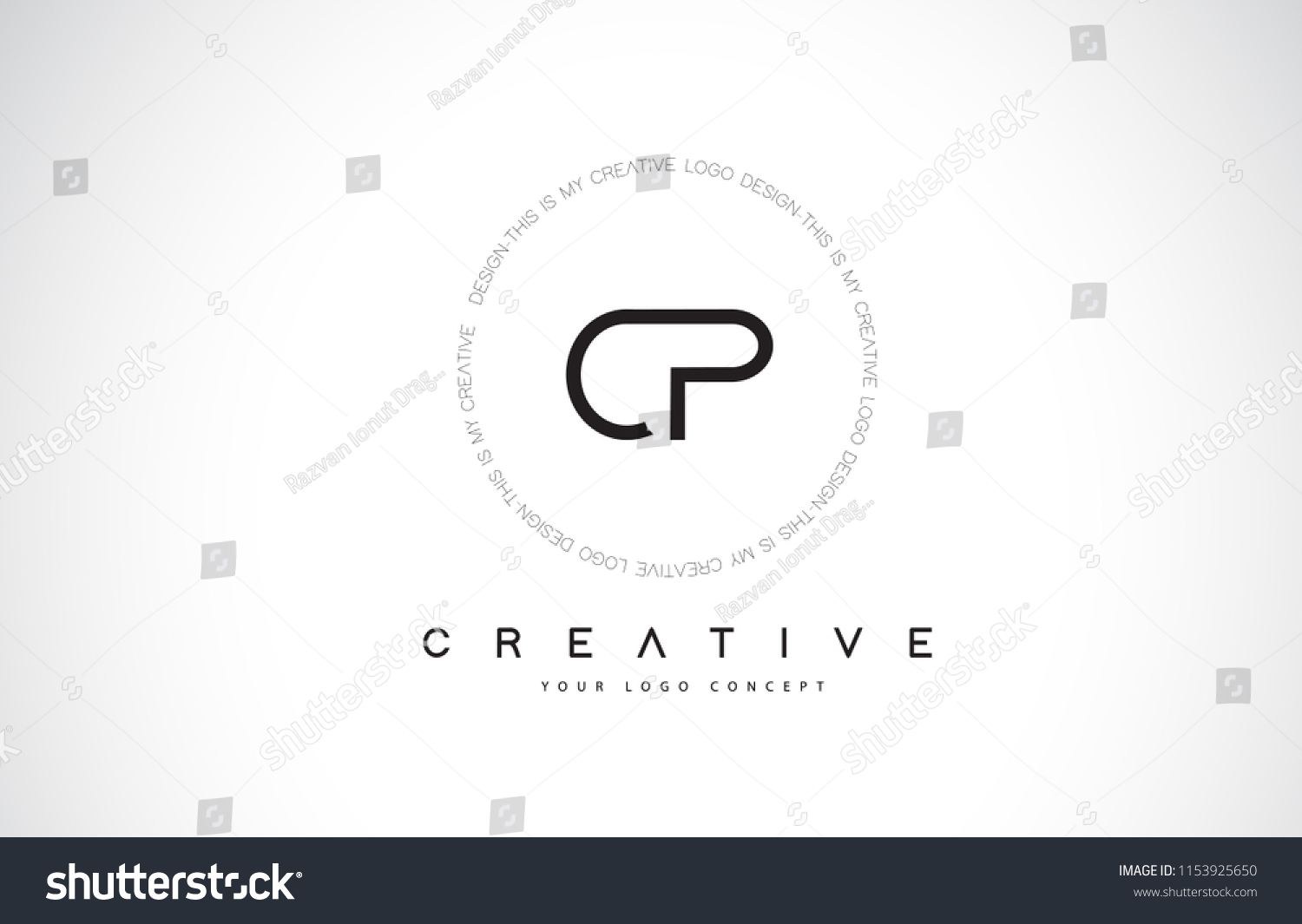 Cp C P Logo Design Black Stock Vector Royalty Free
