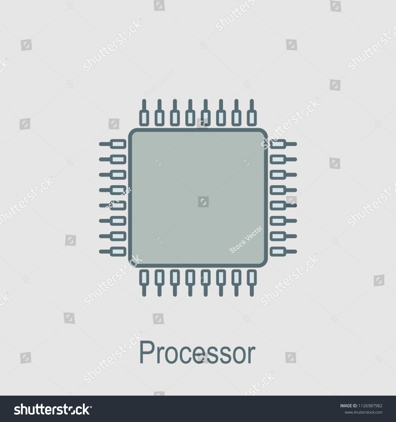 Cpu Icon Element Computer Parts Name Stock Vector Royalty Free