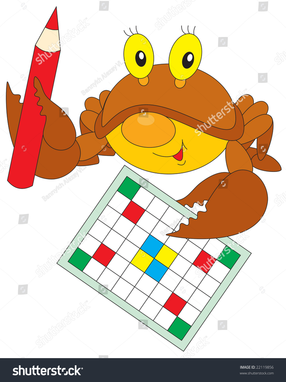 Crab Solving Crossword Puzzle Stock Vector (Royalty Free) 22119856