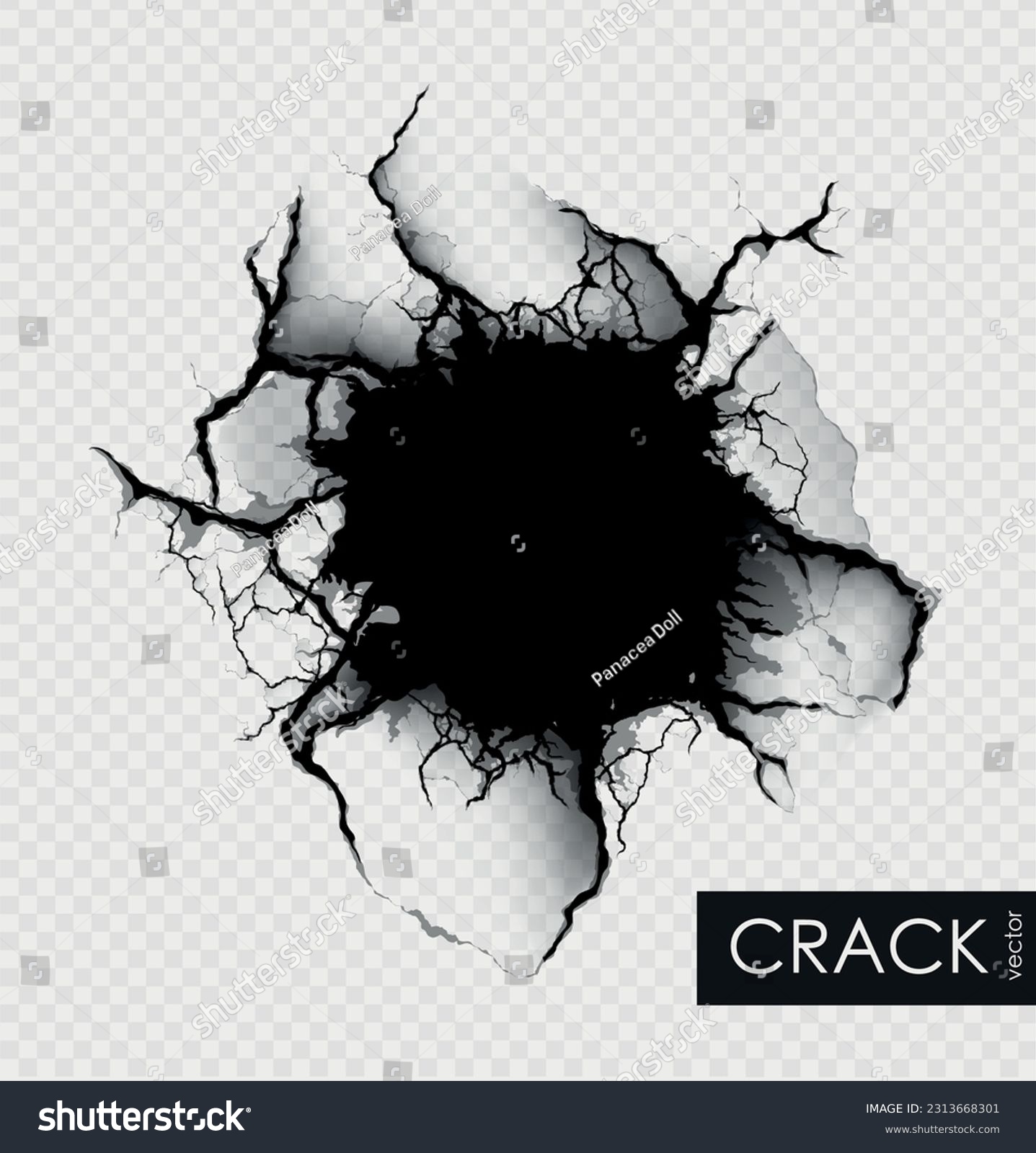 SVG of crack on the wall with broken pieces. Vector illustration svg