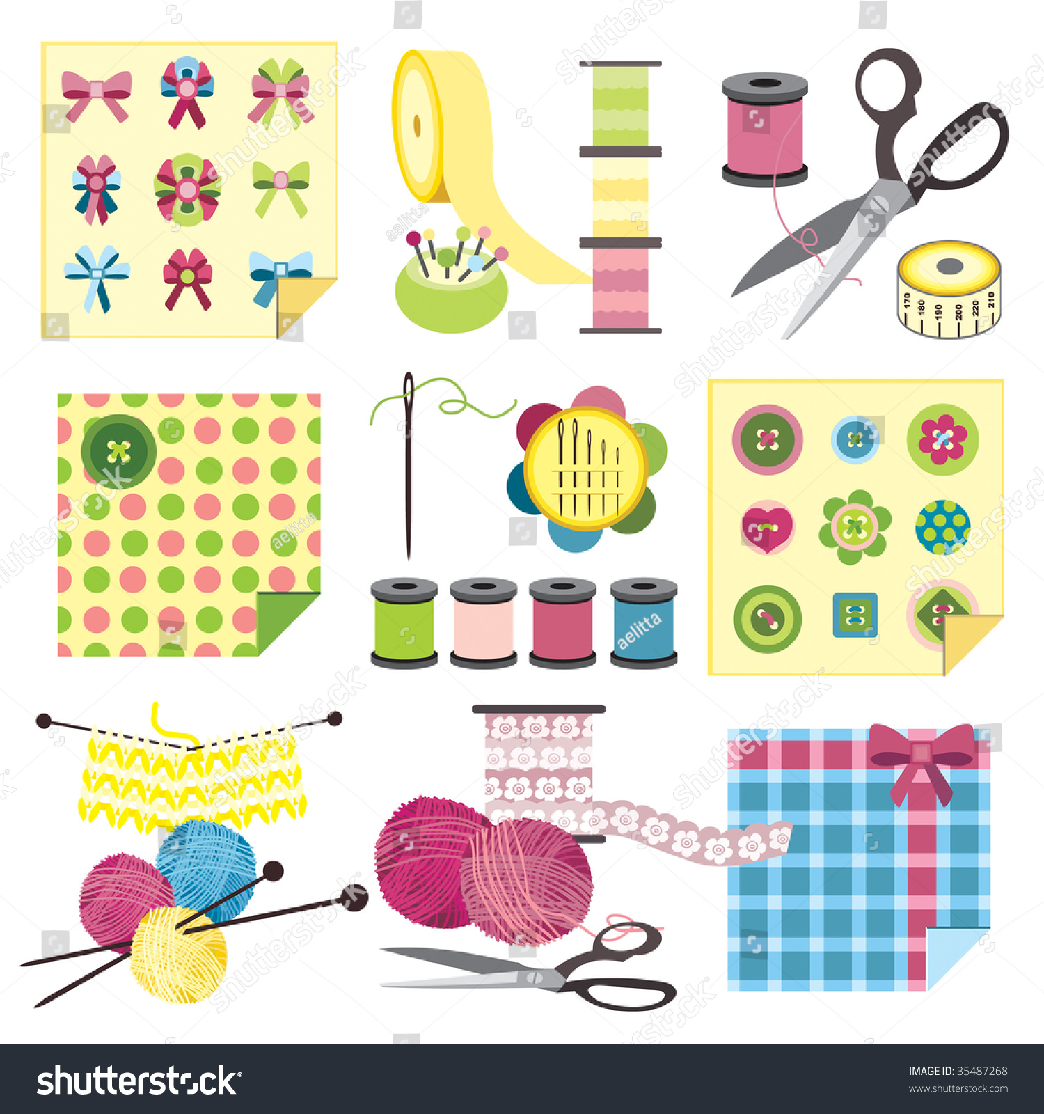 Craft Icons - Sewing Icons For Sewing, Knitting, Crafts, Hobbies Stock ...