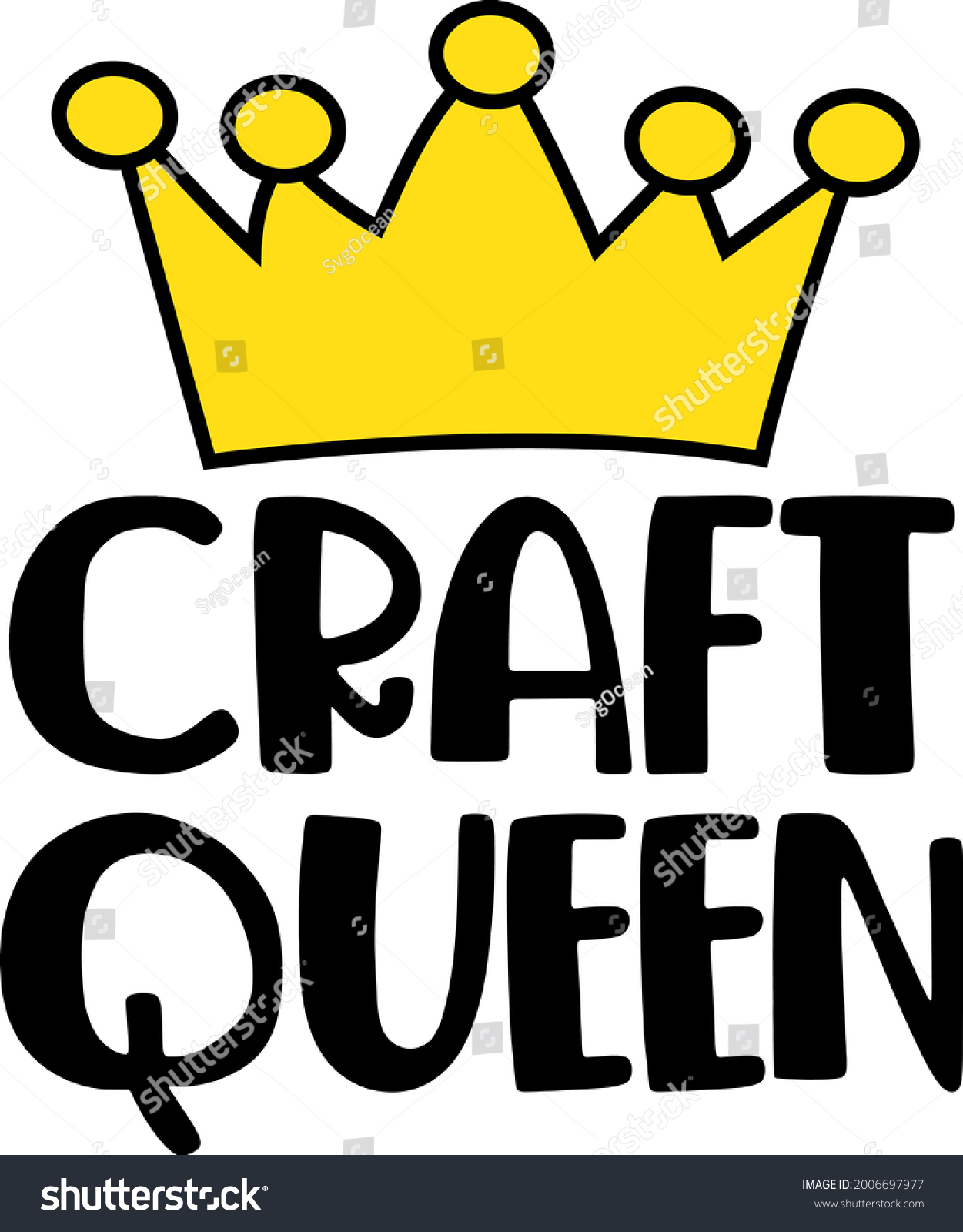 SVG of Craft queen lettering. Crown illustration vector svg