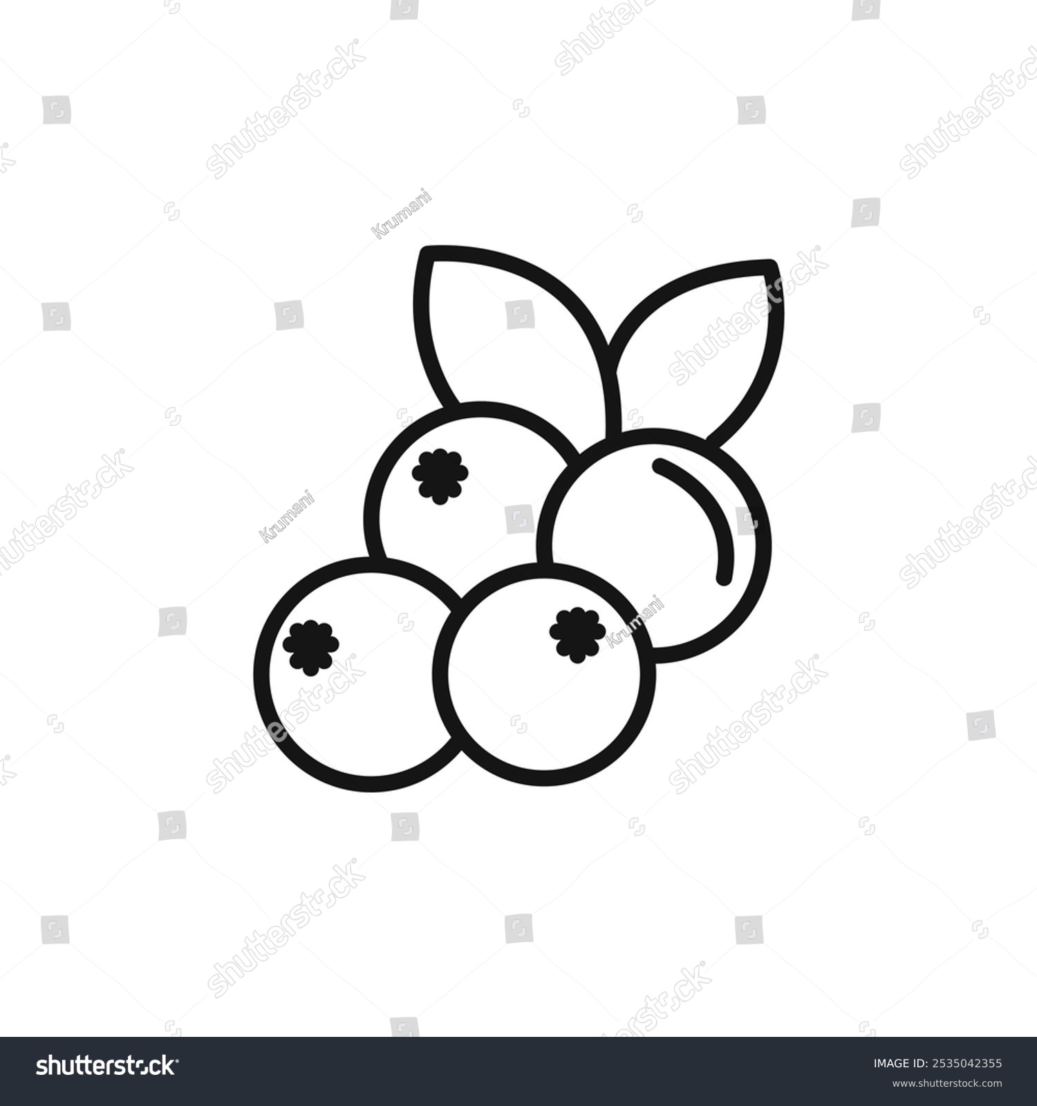 black and white berries with leaves clip art preview