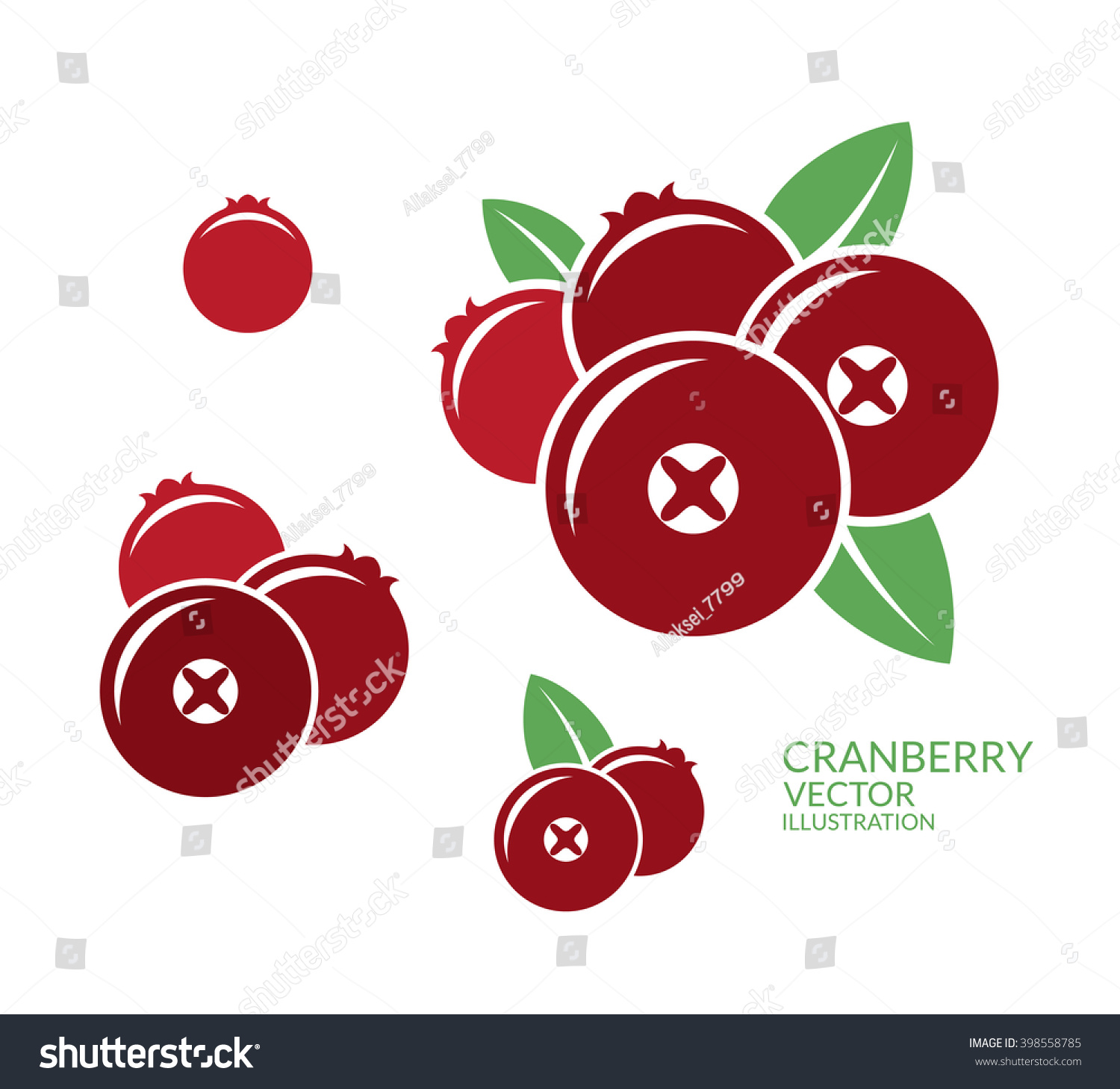 Cranberry Icon Set Abstract Cranberry On Stock Vector 398558785