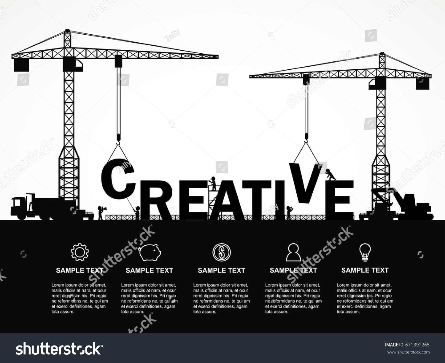 Crane Creative Building Infographic Template Vector Stock Vector ...