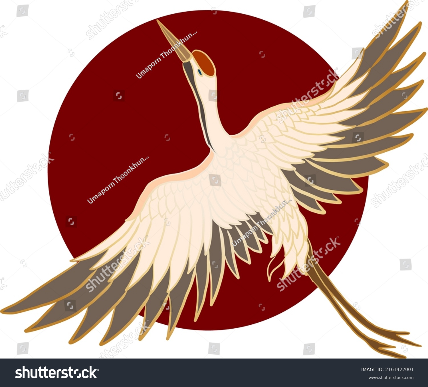 Crane Japanese Wave Vector Illustration Tshirttraditional Stock Vector ...