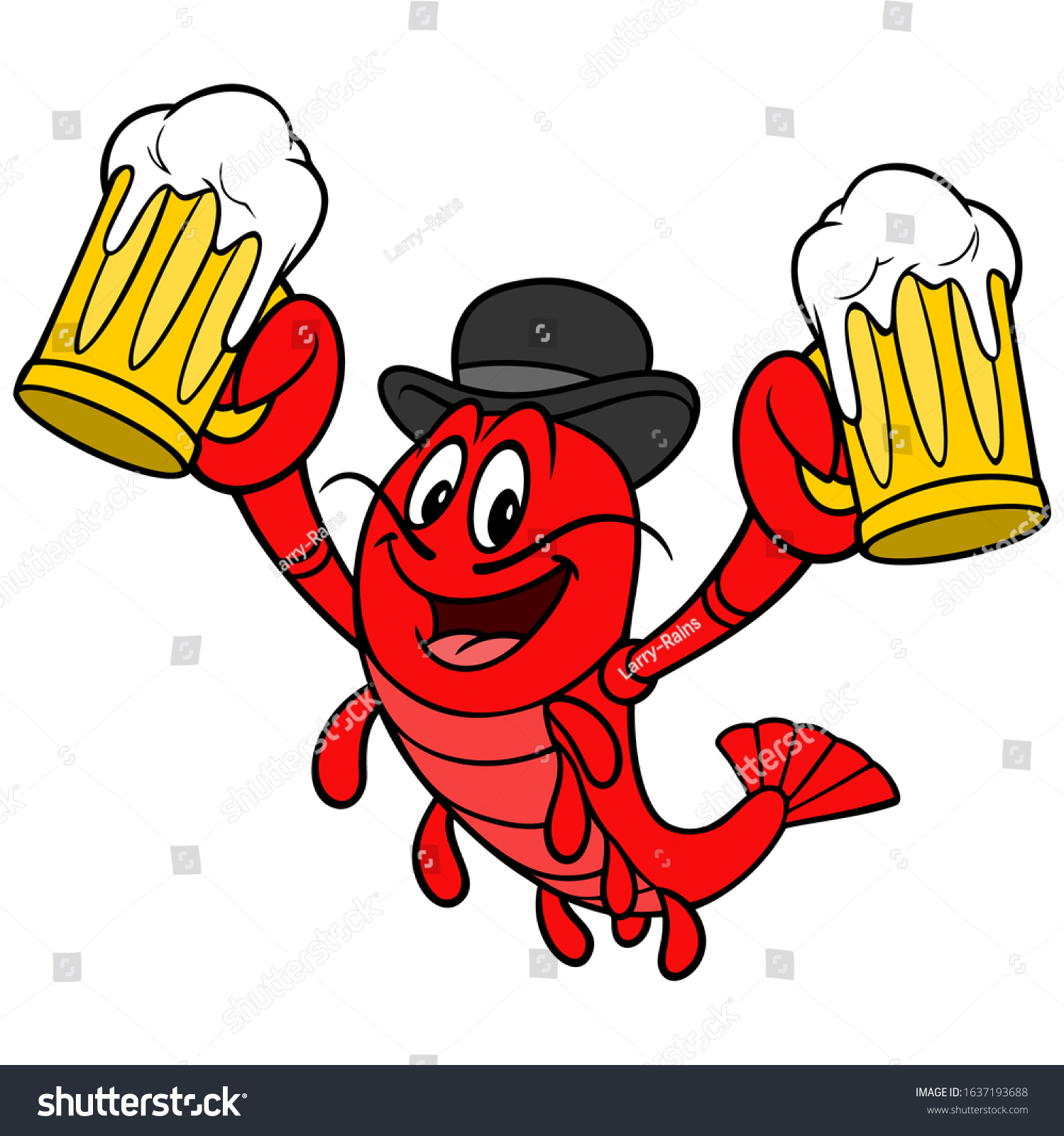 Crawfish Daddy Cartoon Illustration Crawfish Couple Stock Vector ...