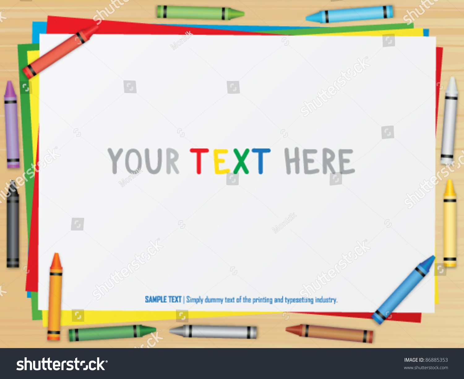 Crayons On Paper Background Stock Vector 86885353 - Shutterstock