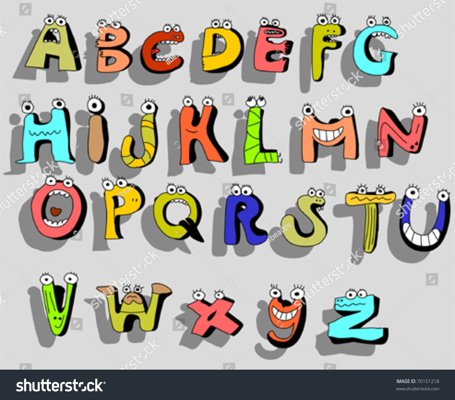 Crazy Alphabet Stock Vector Illustration 70151218 : Shutterstock