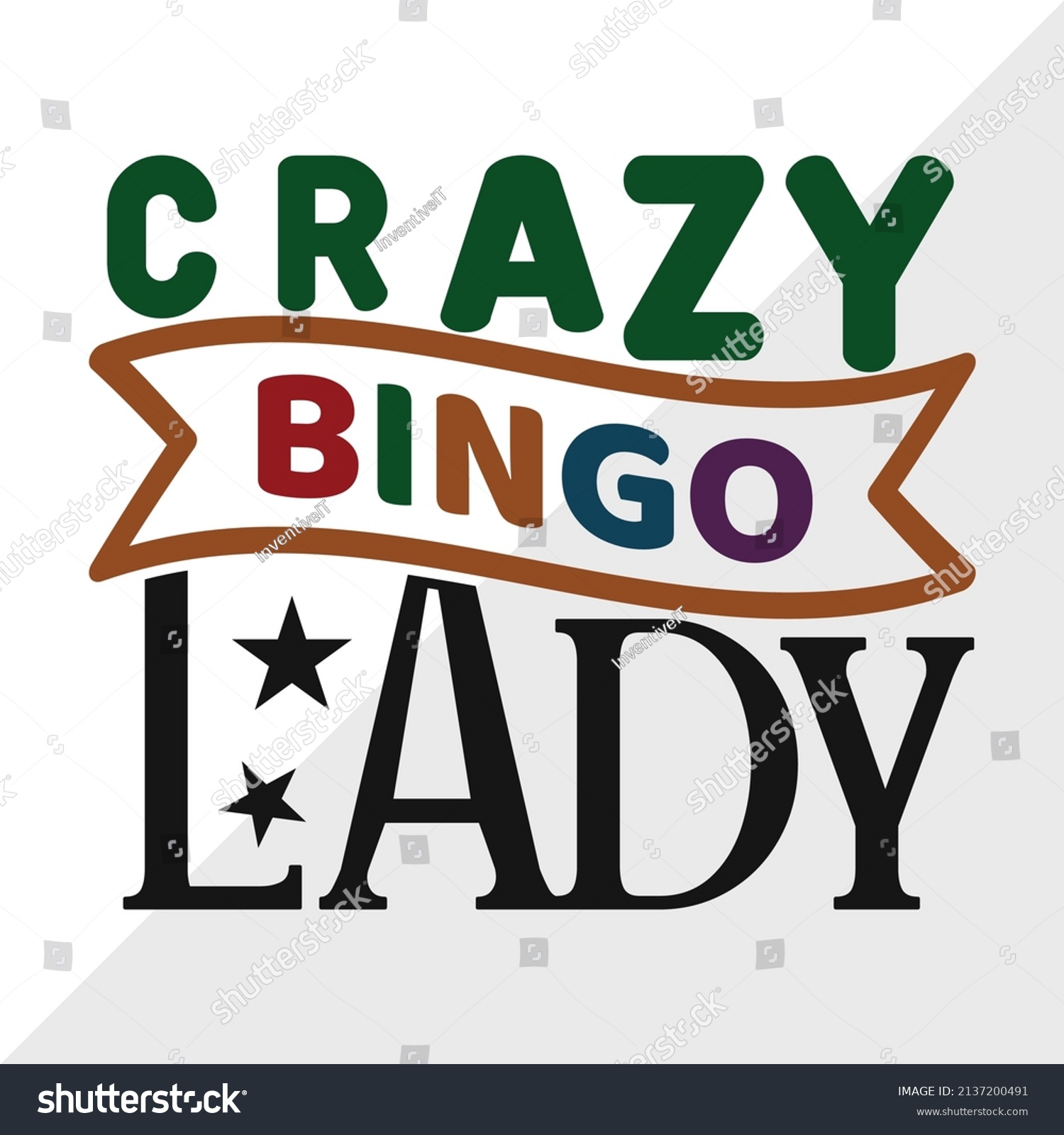 Crazy Bingo Lady Printable Vector Illustration Stock Vector (Royalty ...