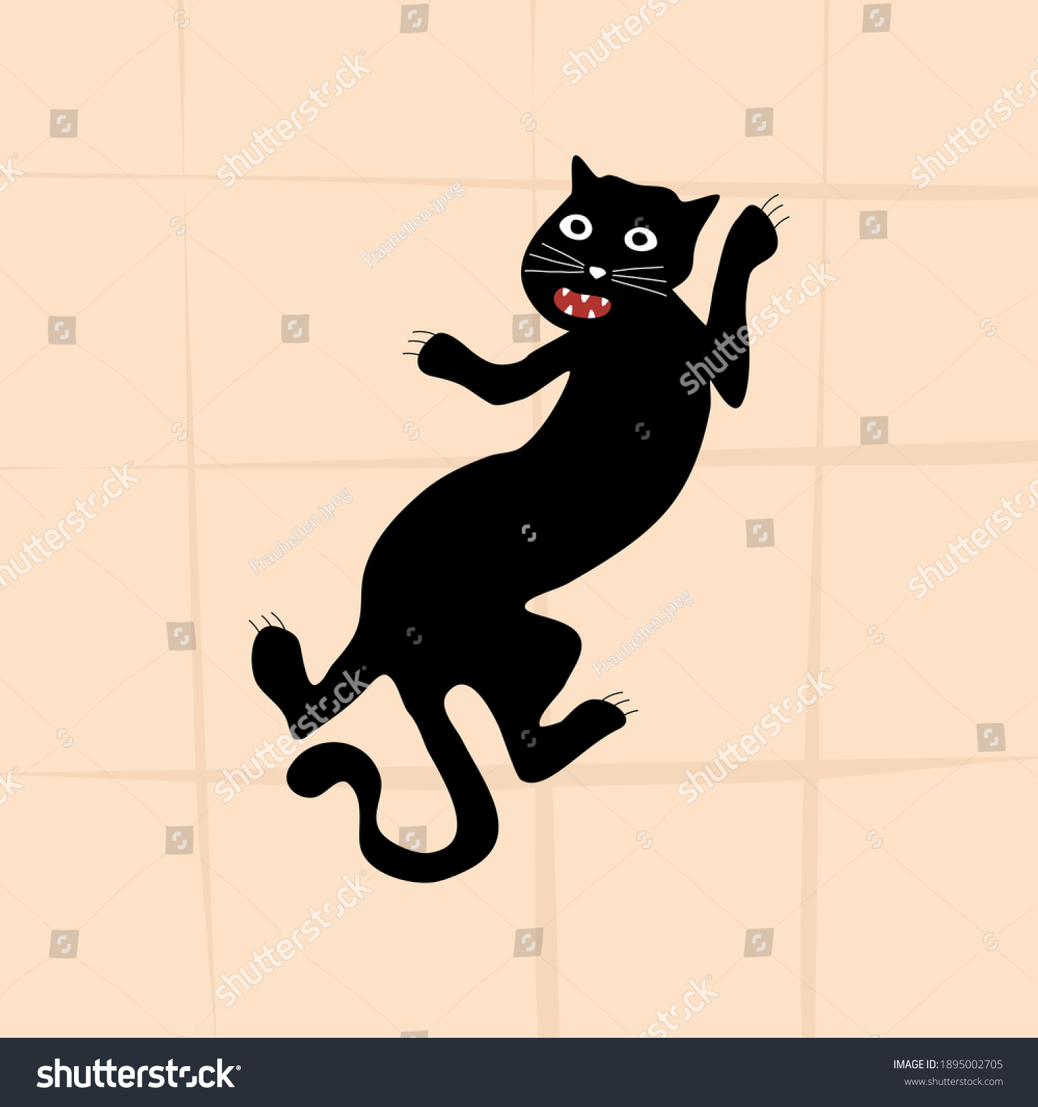 Crazy Black Panther Open Mouth Wild Stock Vector Royalty Free 1895002705