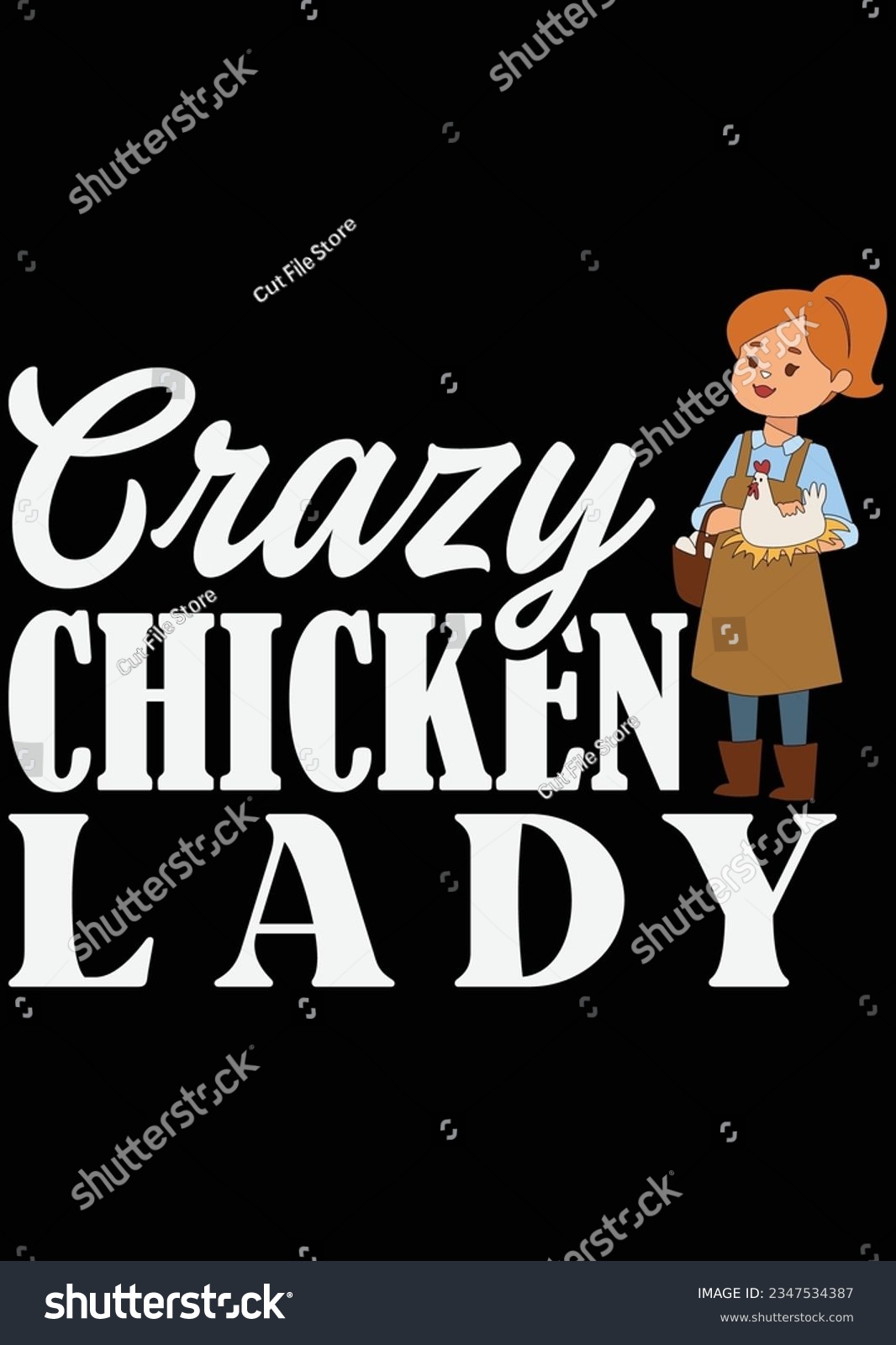 SVG of Crazy Chicken Lady eps cut file for cutting machine svg