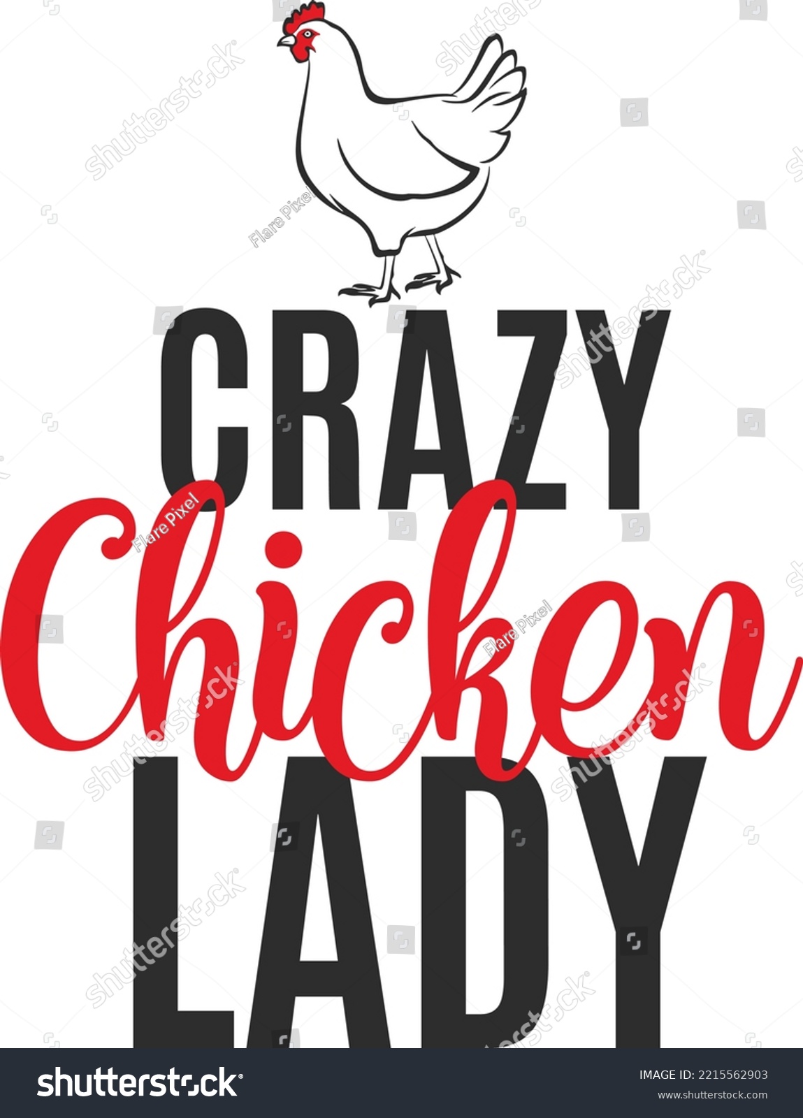 SVG of Crazy Chicken Lady. Funny farm vector design for lovers of farm animals. svg