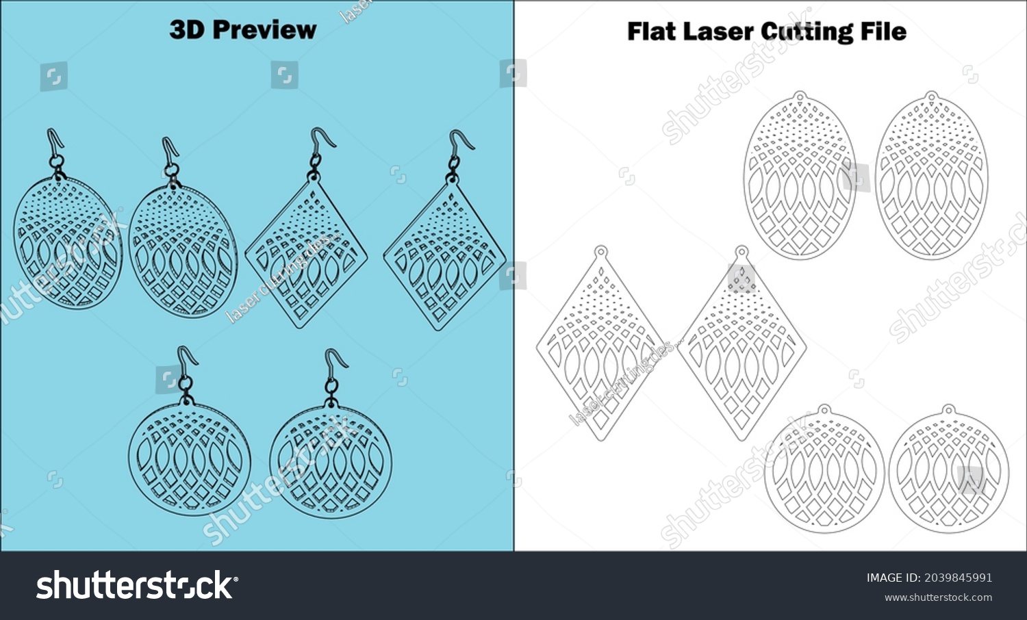 SVG of Create an individual set of acrylic and wooden jewelry specially earrings with my templates for laser cutting machines. Check out my products which are available for all material thicknesses. svg