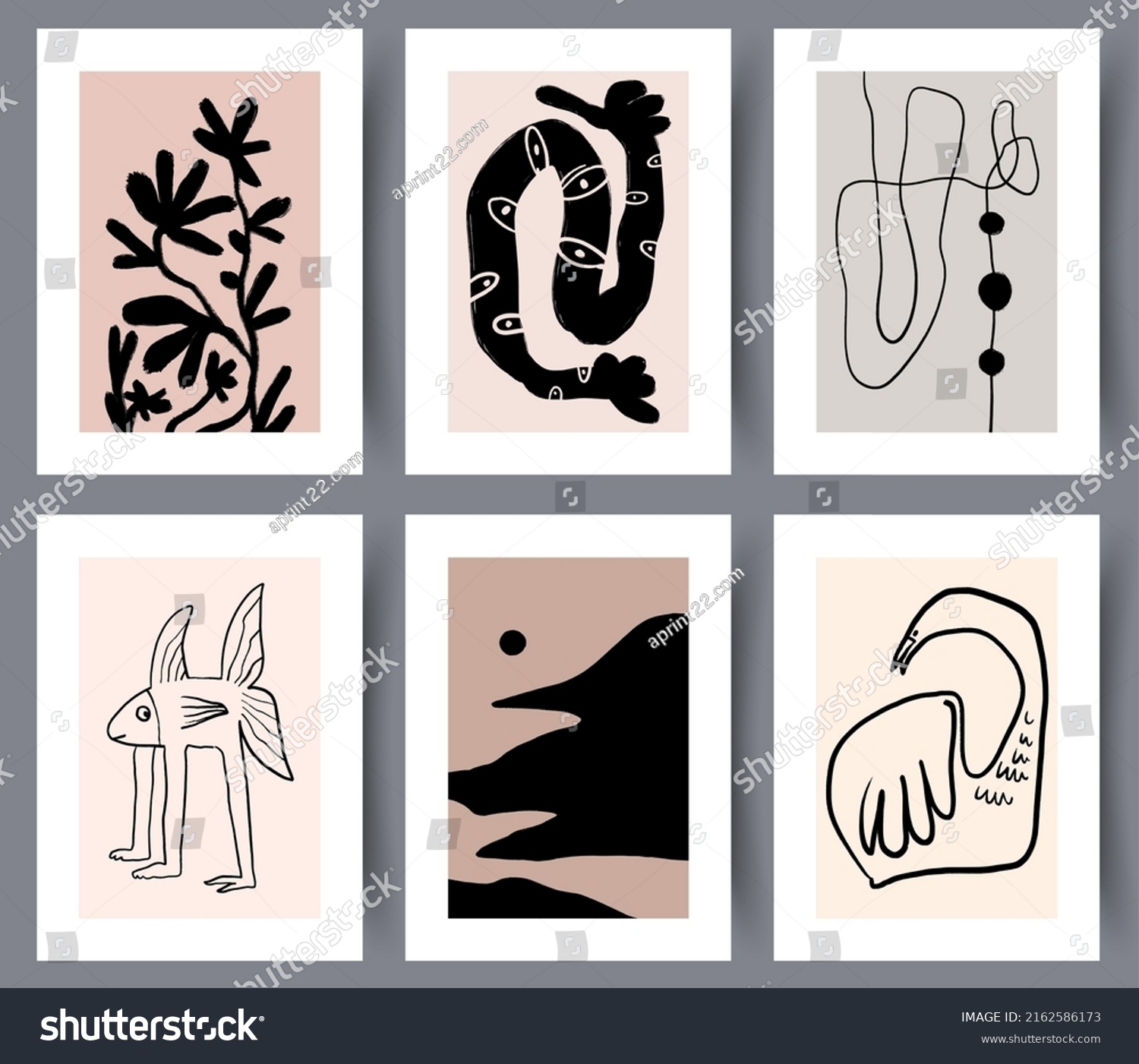 Creative Abstract Artworks Print Collection Set Stock Vector (Royalty ...