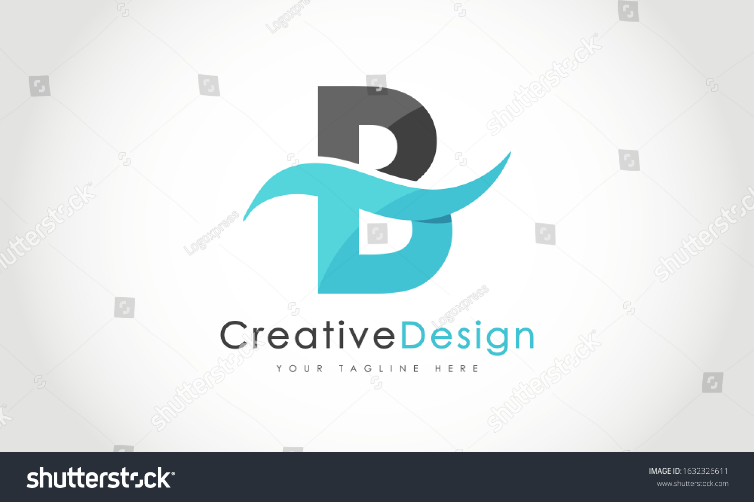 Creative B Letter Logo Design Water: Vetor Stock (livre De Direitos ...