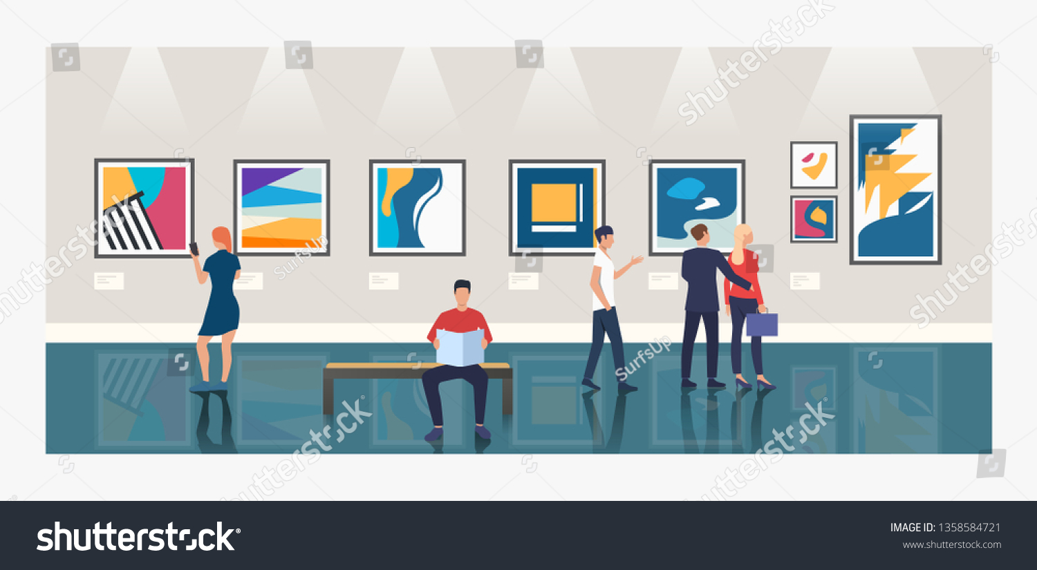 Creative Background People Art Gallery Vector Stock Vector (Royalty ...