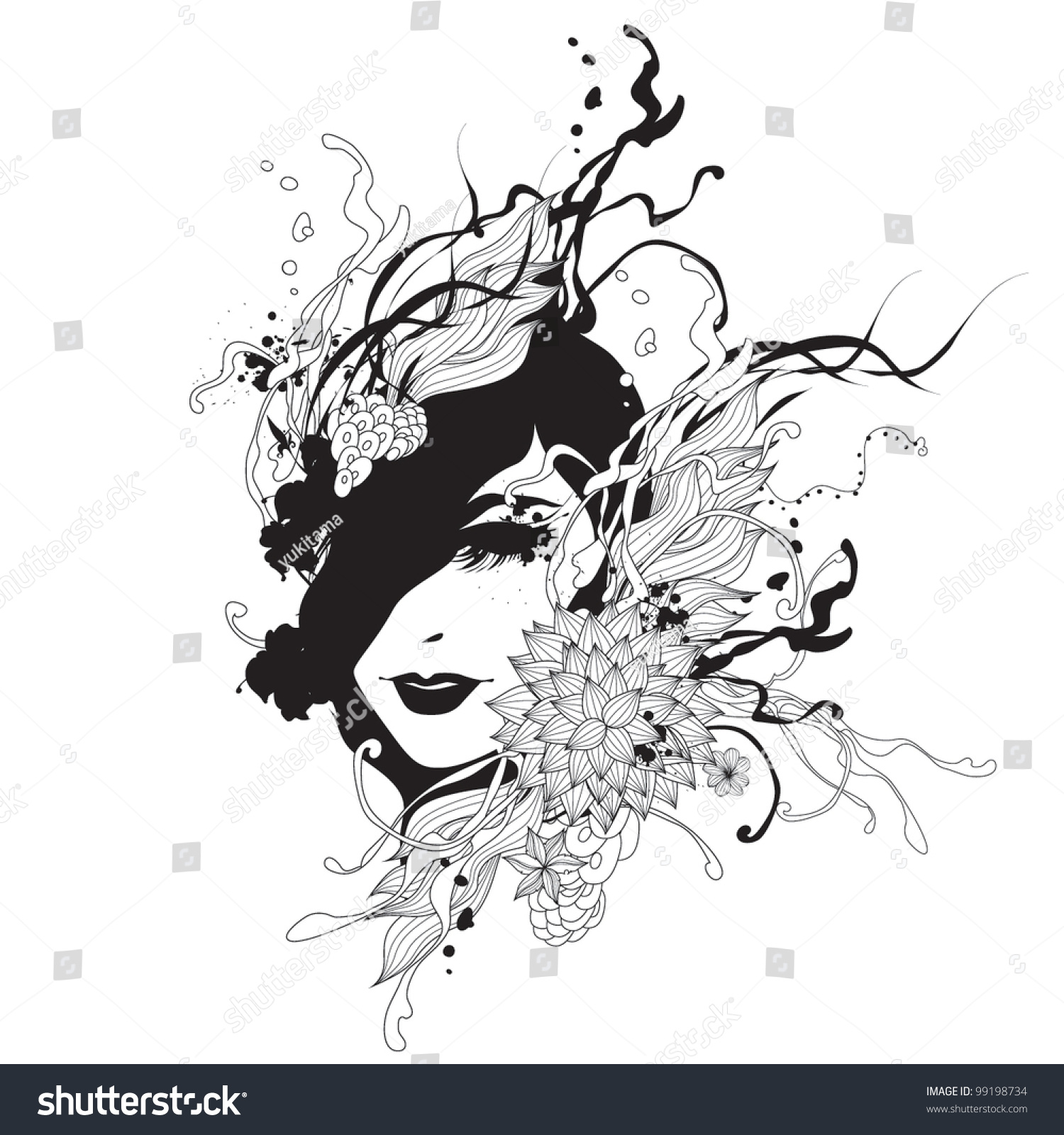 Creative Black And White Fashion Vector Illustration - 99198734 ...