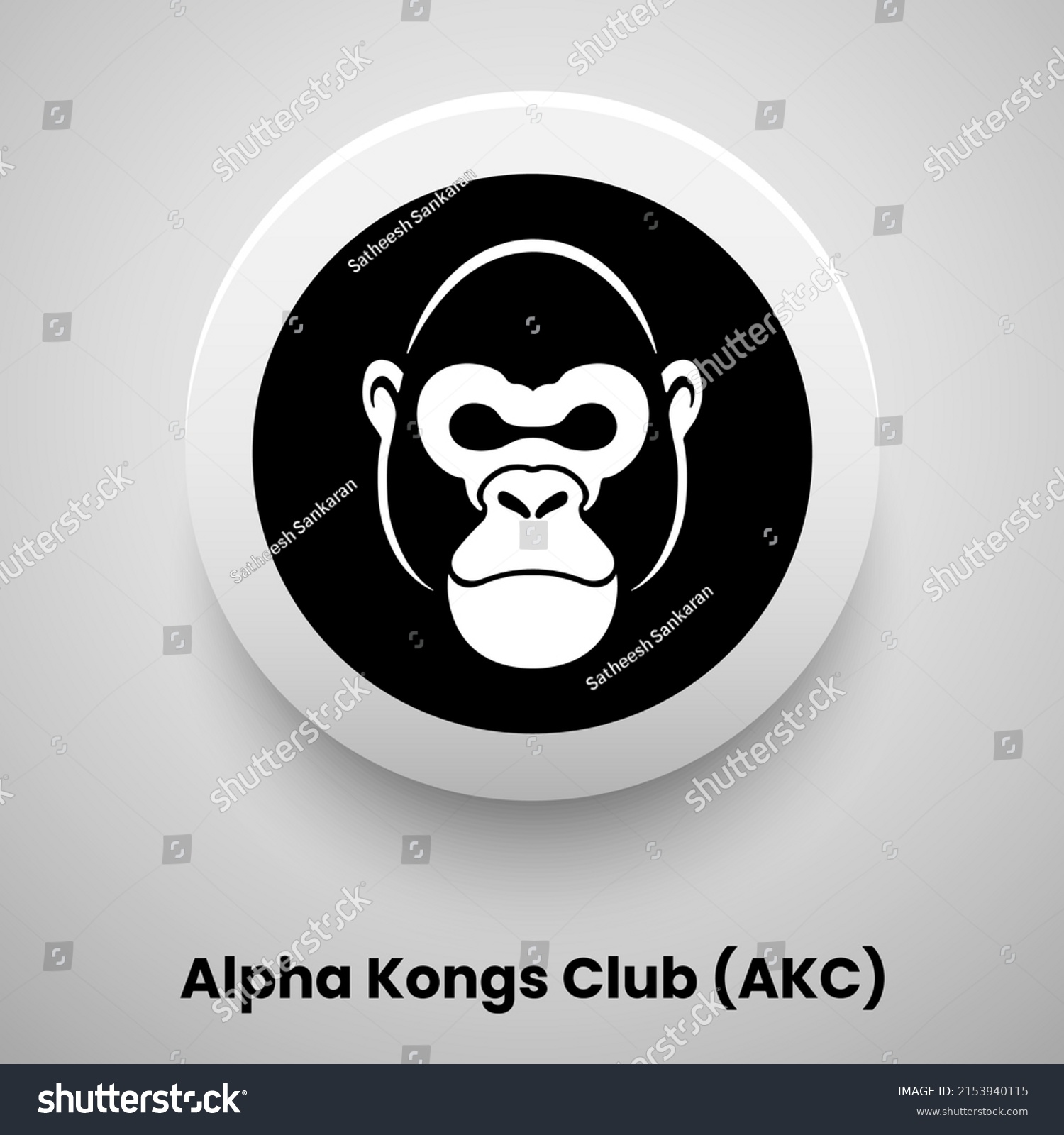 SVG of Creative block chain based crypto currency Alpha Kongs Club (AKC) logo vector illustration design. Can be used as currency icon, badge, label, symbol, sticker and print background template svg