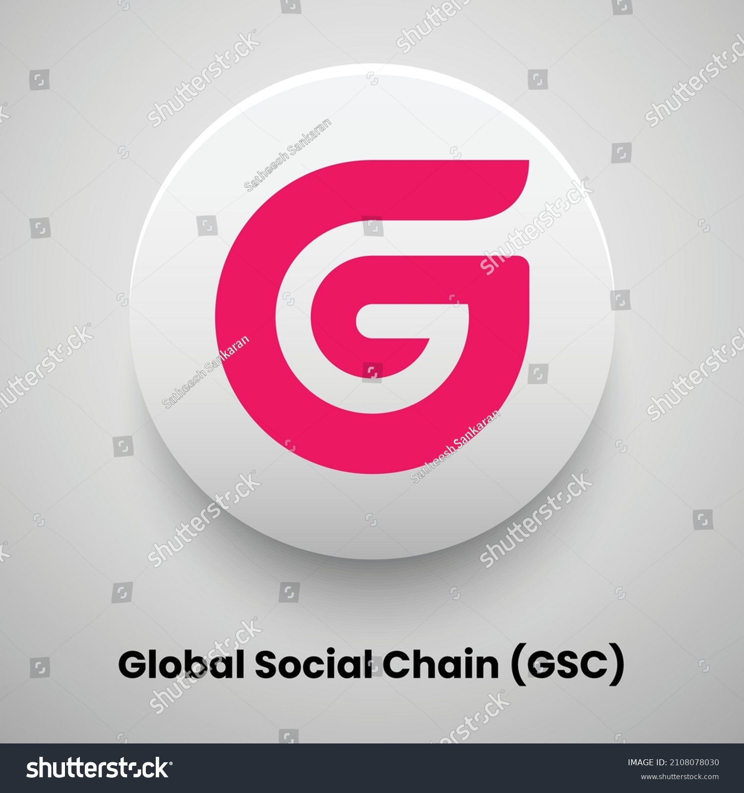 SVG of Creative block chain based crypto currency Global Social Chain (GSC) logo vector illustration design. Can be used as currency icon, badge, label, symbol, sticker and print background template svg
