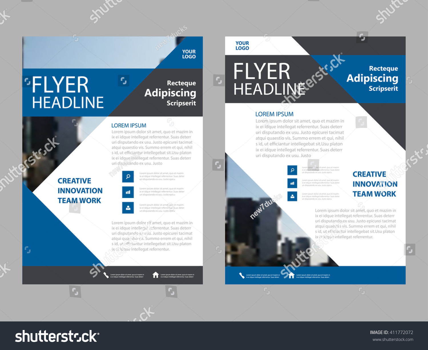 creative blue brochure leaflet flyer business stock vector royalty creative report templates