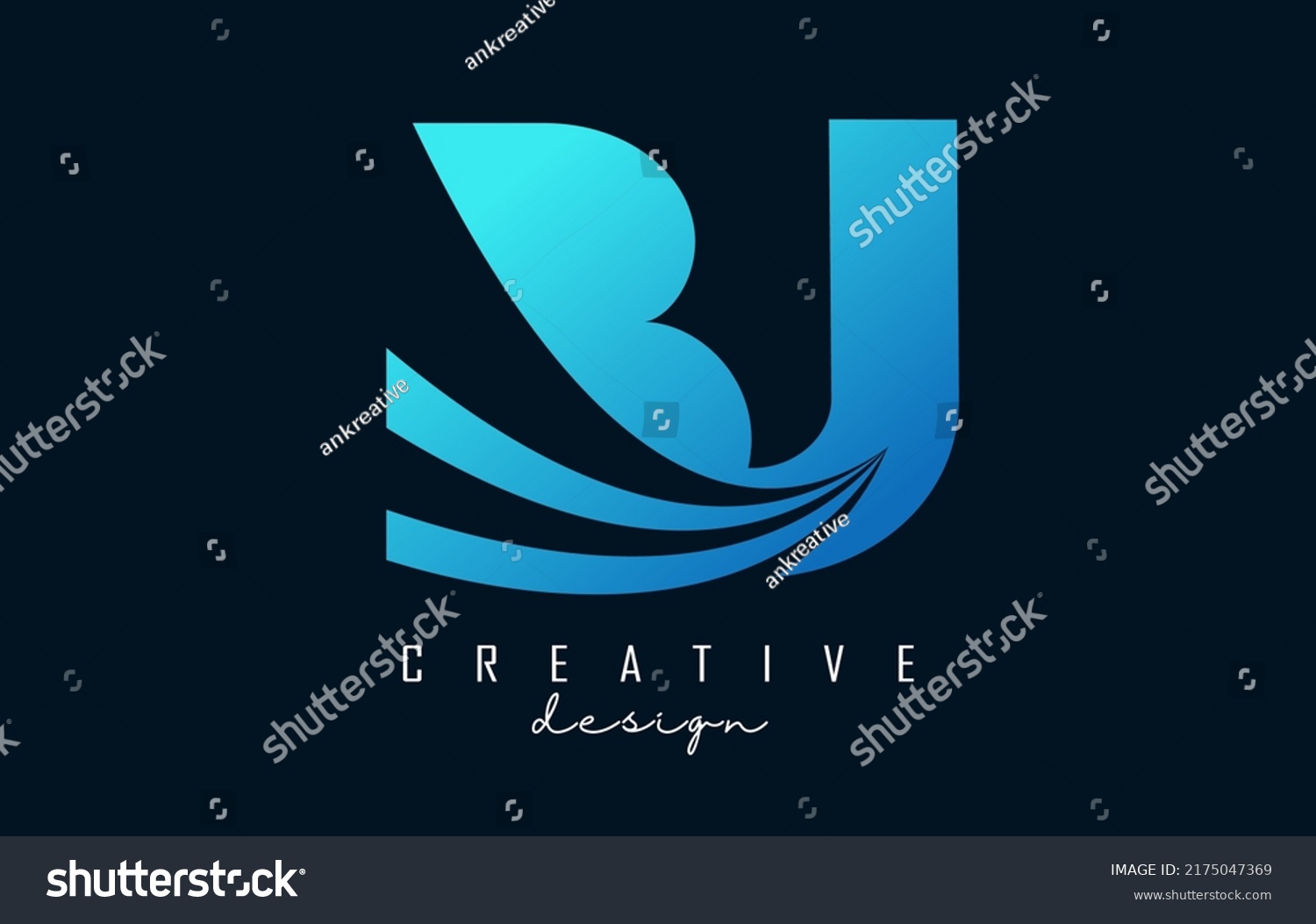 Creative Blue Letter Bj B J Stock Vector (Royalty Free) 2175047369 ...