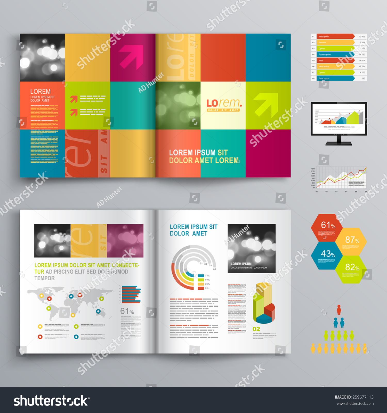 Creative Brochure Template Design With Color Shapes. Cover Layout And ...