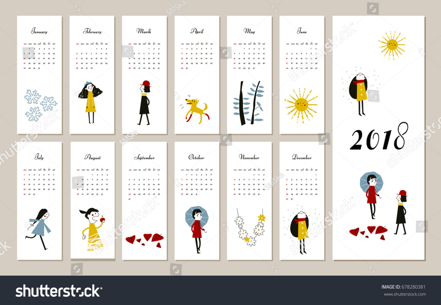 Creative Calendar 2018 : Creative calendar concept vector editable stock Creative Calendar 2018 : Creative calendar concept vector editable stock
